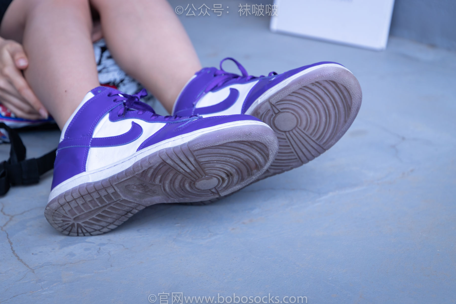 BoBoSocks袜啵啵 积分限定作品002 泡芙- AJ、白色棉质船袜、裸足
