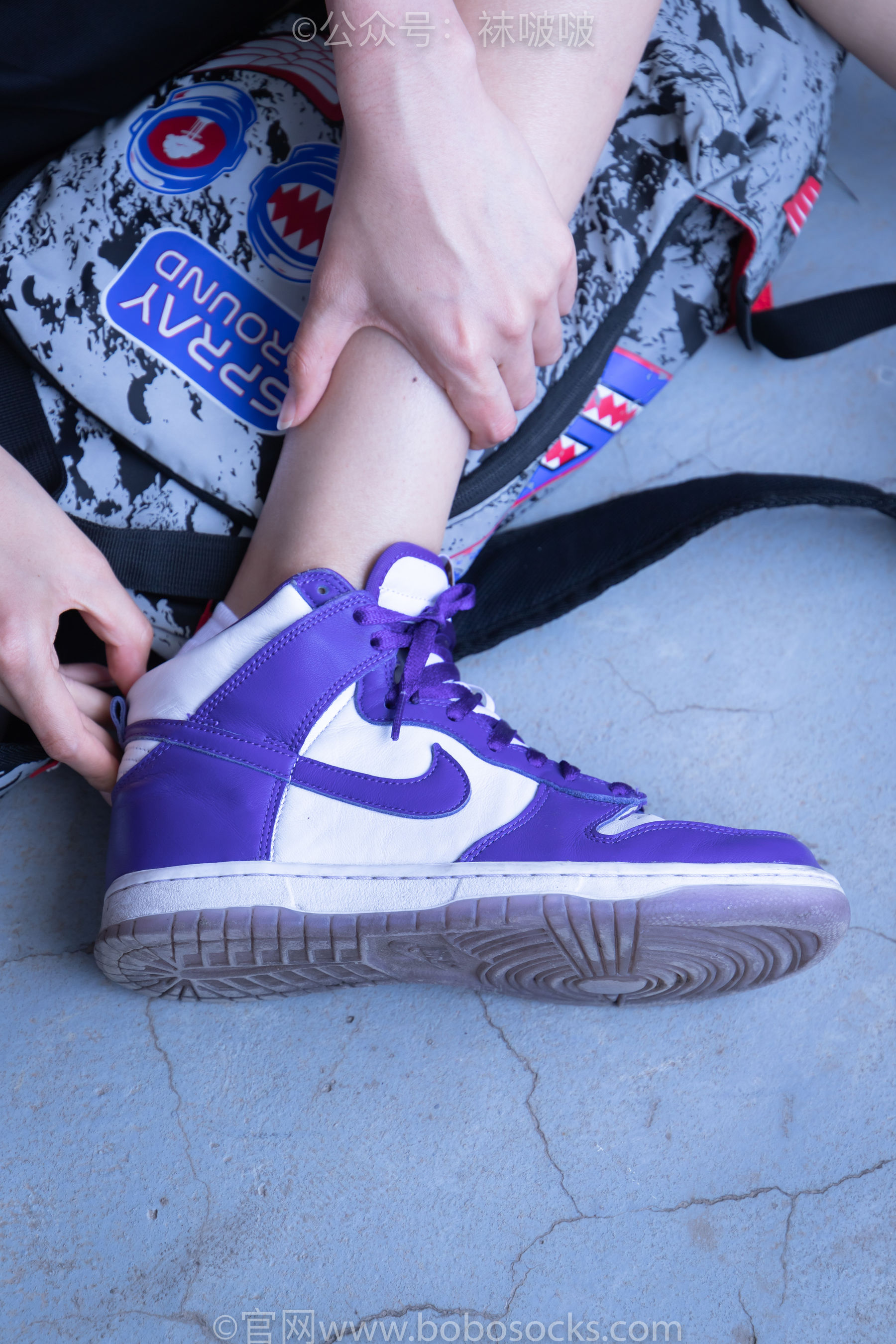 BoBoSocks袜啵啵 积分限定作品002 泡芙- AJ、白色棉质船袜、裸足
