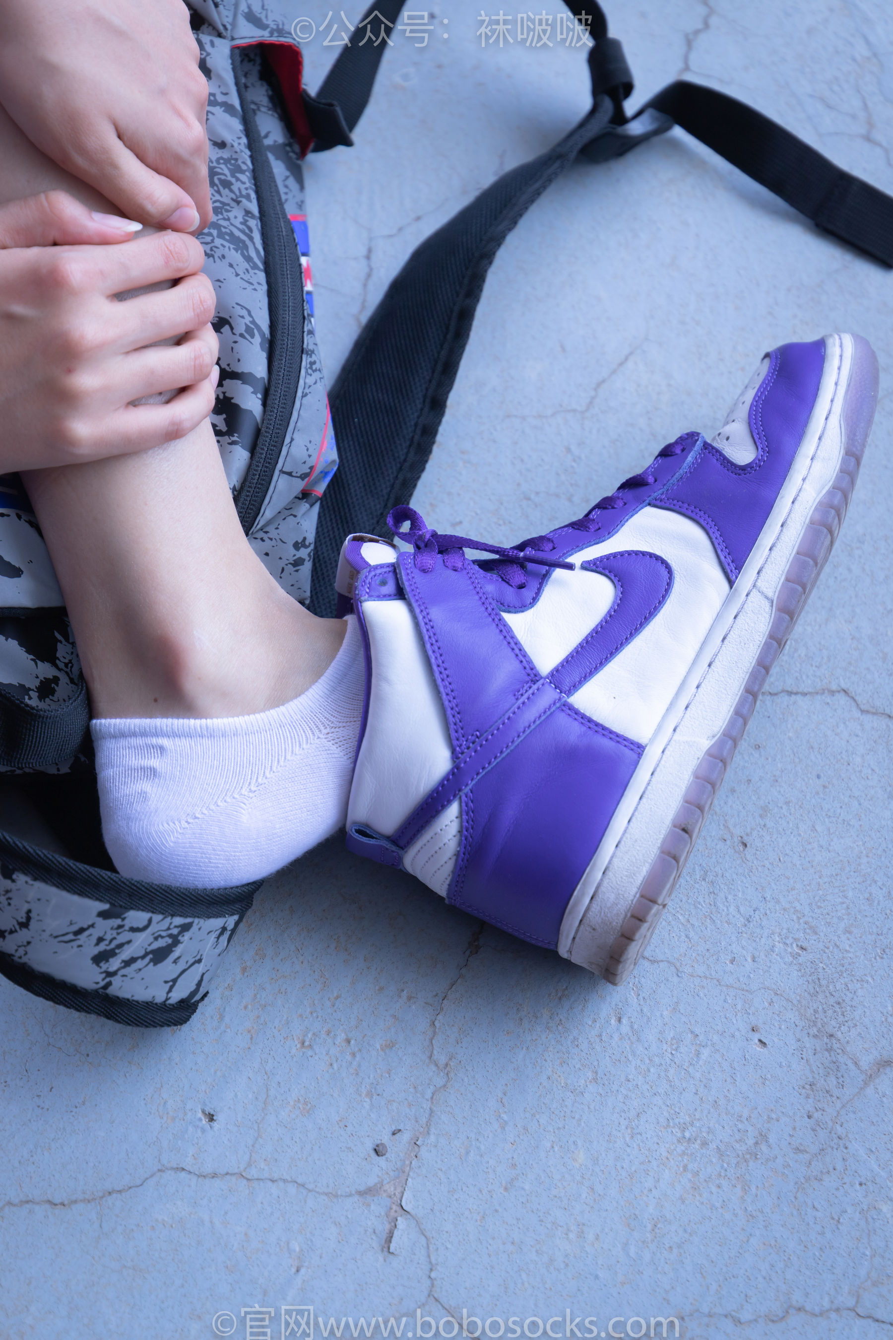BoBoSocks袜啵啵 积分限定作品002 泡芙- AJ、白色棉质船袜、裸足