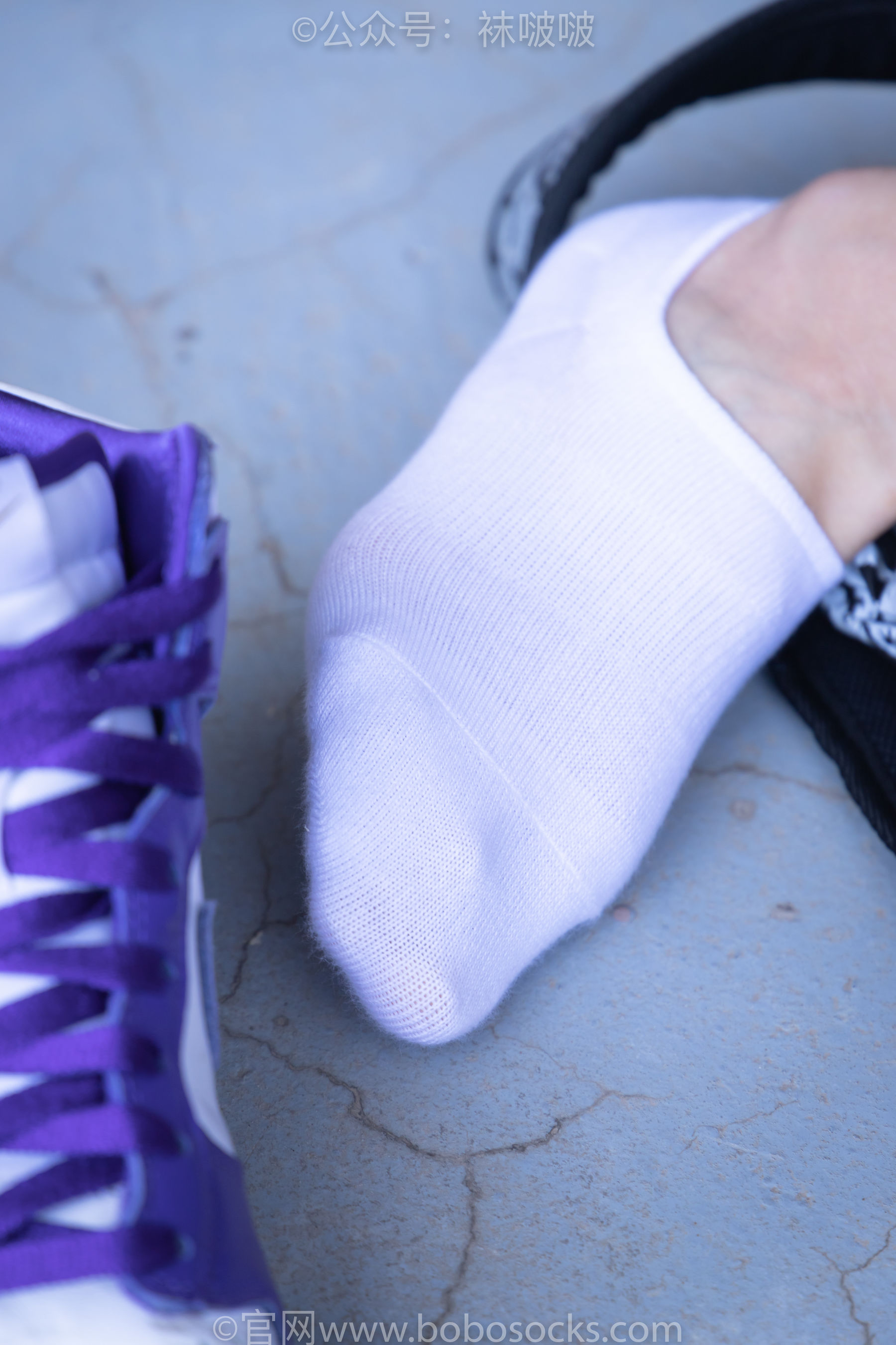 BoBoSocks袜啵啵 积分限定作品002 泡芙- AJ、白色棉质船袜、裸足