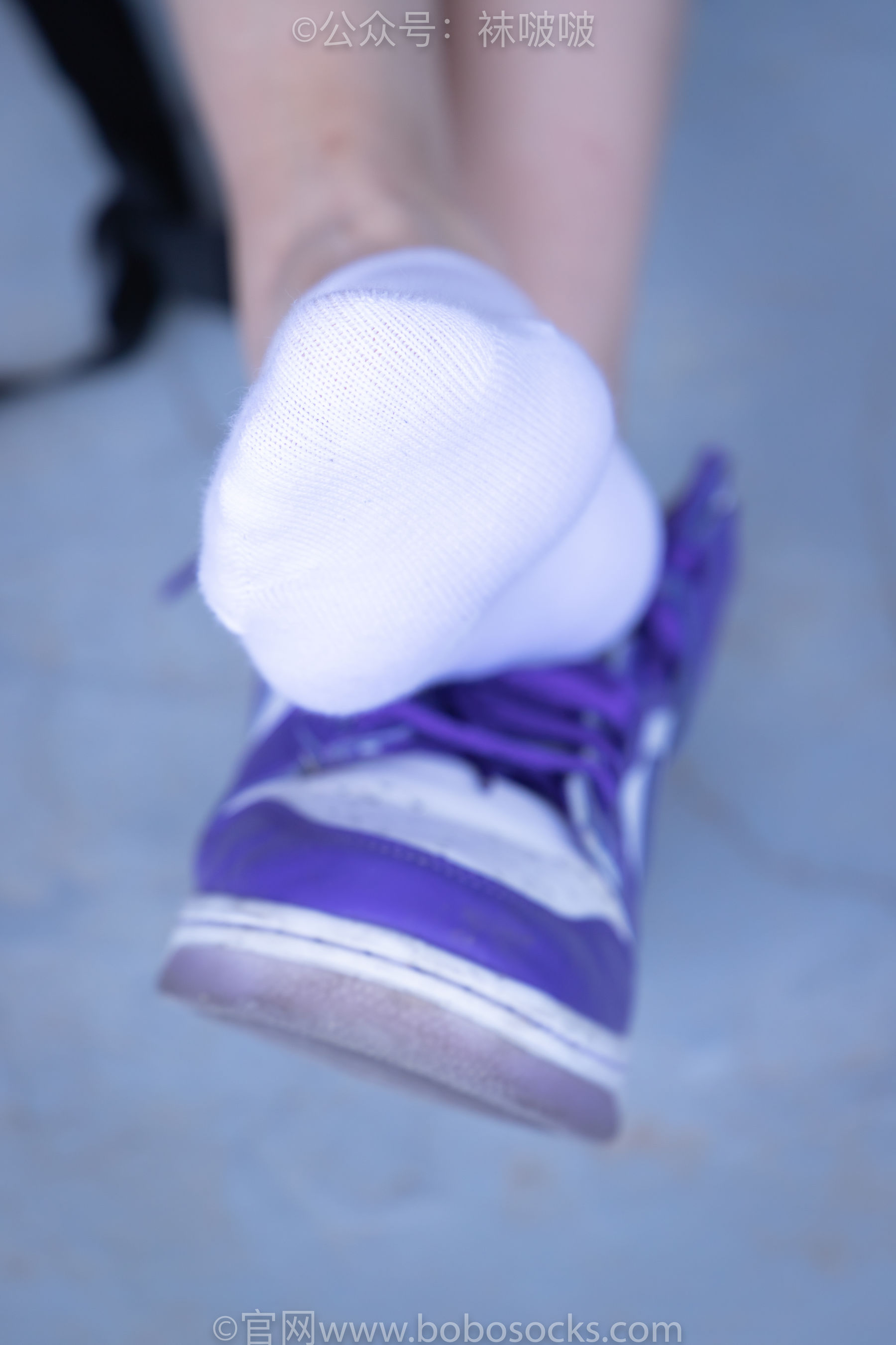BoBoSocks袜啵啵 积分限定作品002 泡芙- AJ、白色棉质船袜、裸足