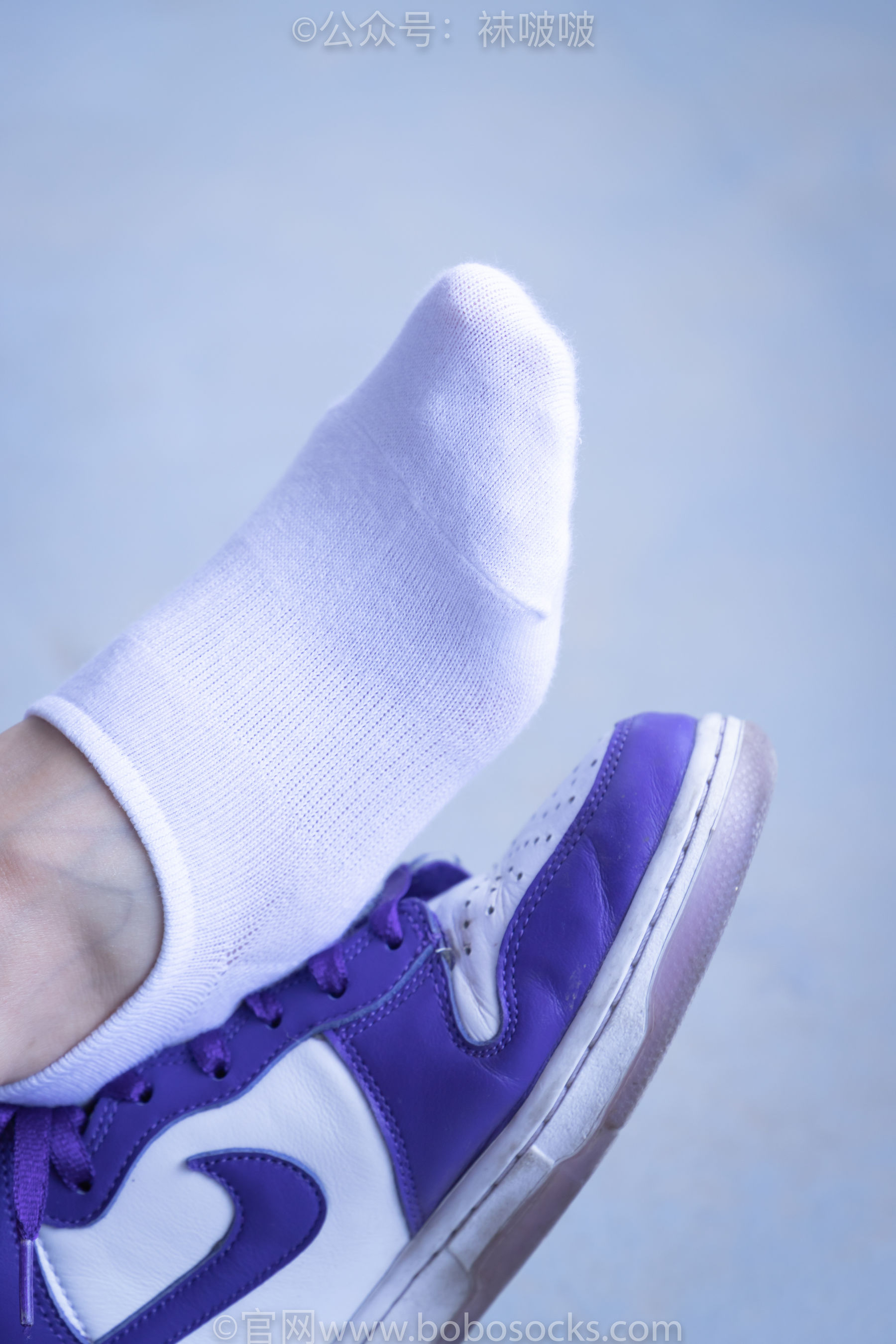 BoBoSocks袜啵啵 积分限定作品002 泡芙- AJ、白色棉质船袜、裸足