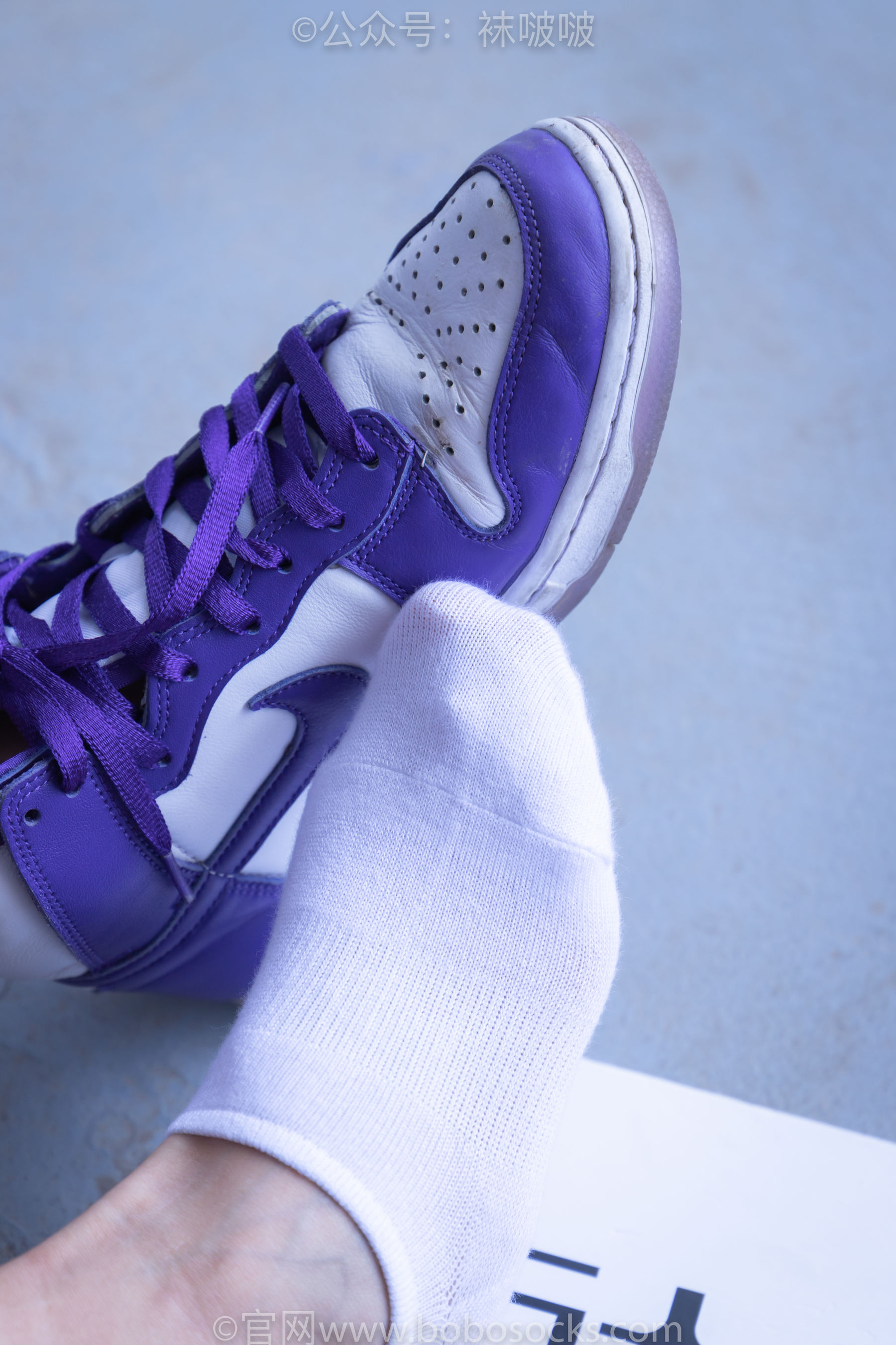 BoBoSocks袜啵啵 积分限定作品002 泡芙- AJ、白色棉质船袜、裸足