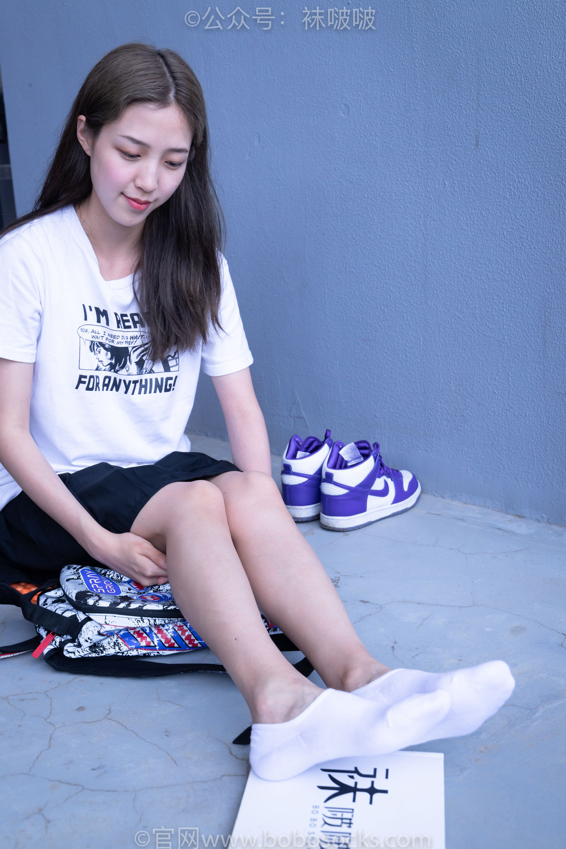 BoBoSocks袜啵啵 积分限定作品002 泡芙- AJ、白色棉质船袜、裸足