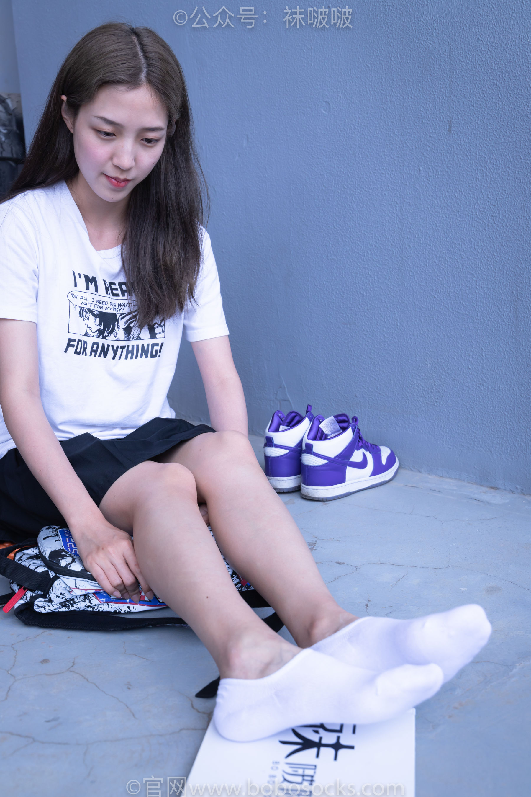 BoBoSocks袜啵啵 积分限定作品002 泡芙- AJ、白色棉质船袜、裸足