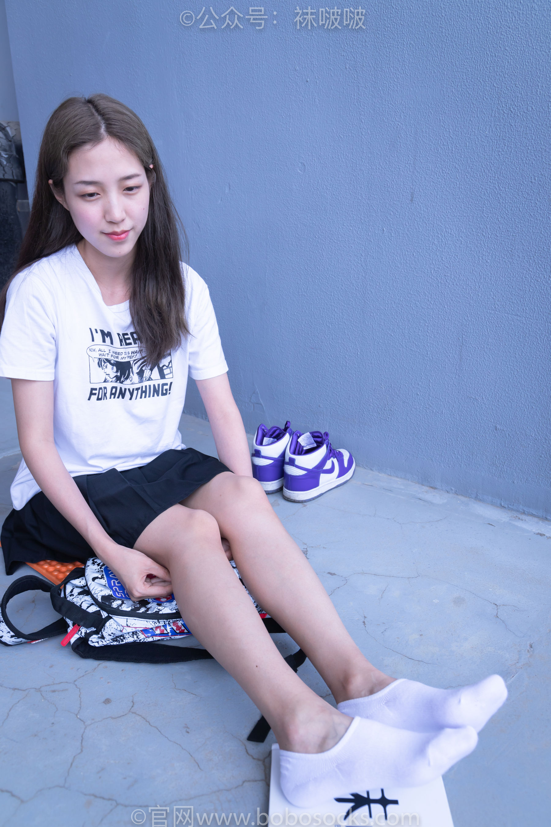 BoBoSocks袜啵啵 积分限定作品002 泡芙- AJ、白色棉质船袜、裸足