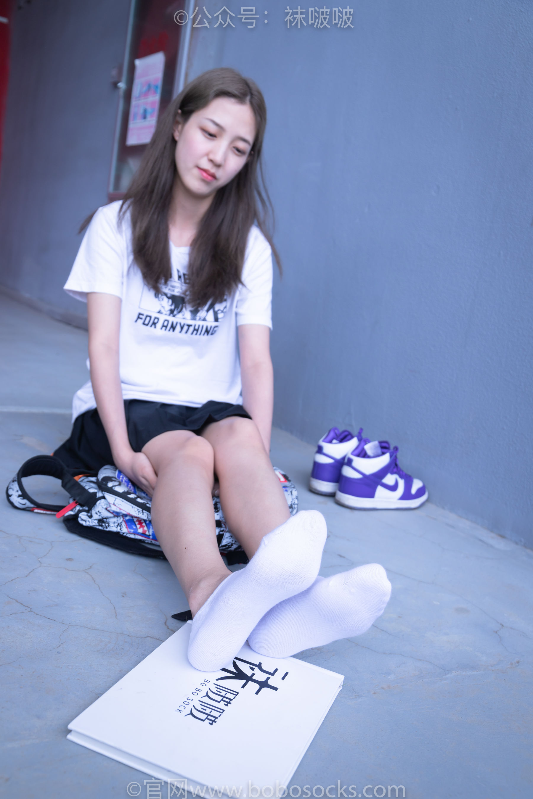BoBoSocks袜啵啵 积分限定作品002 泡芙- AJ、白色棉质船袜、裸足