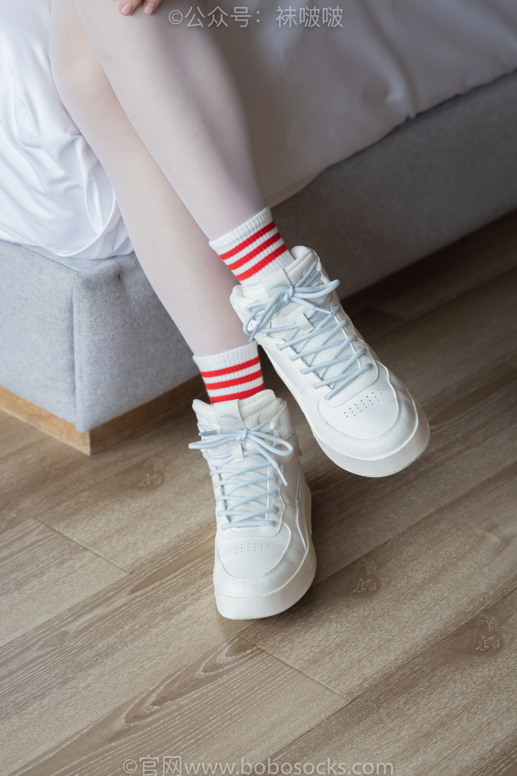 BoBoSocks袜啵啵 积分限定作品004 熊熊-板鞋、白棉袜、白丝