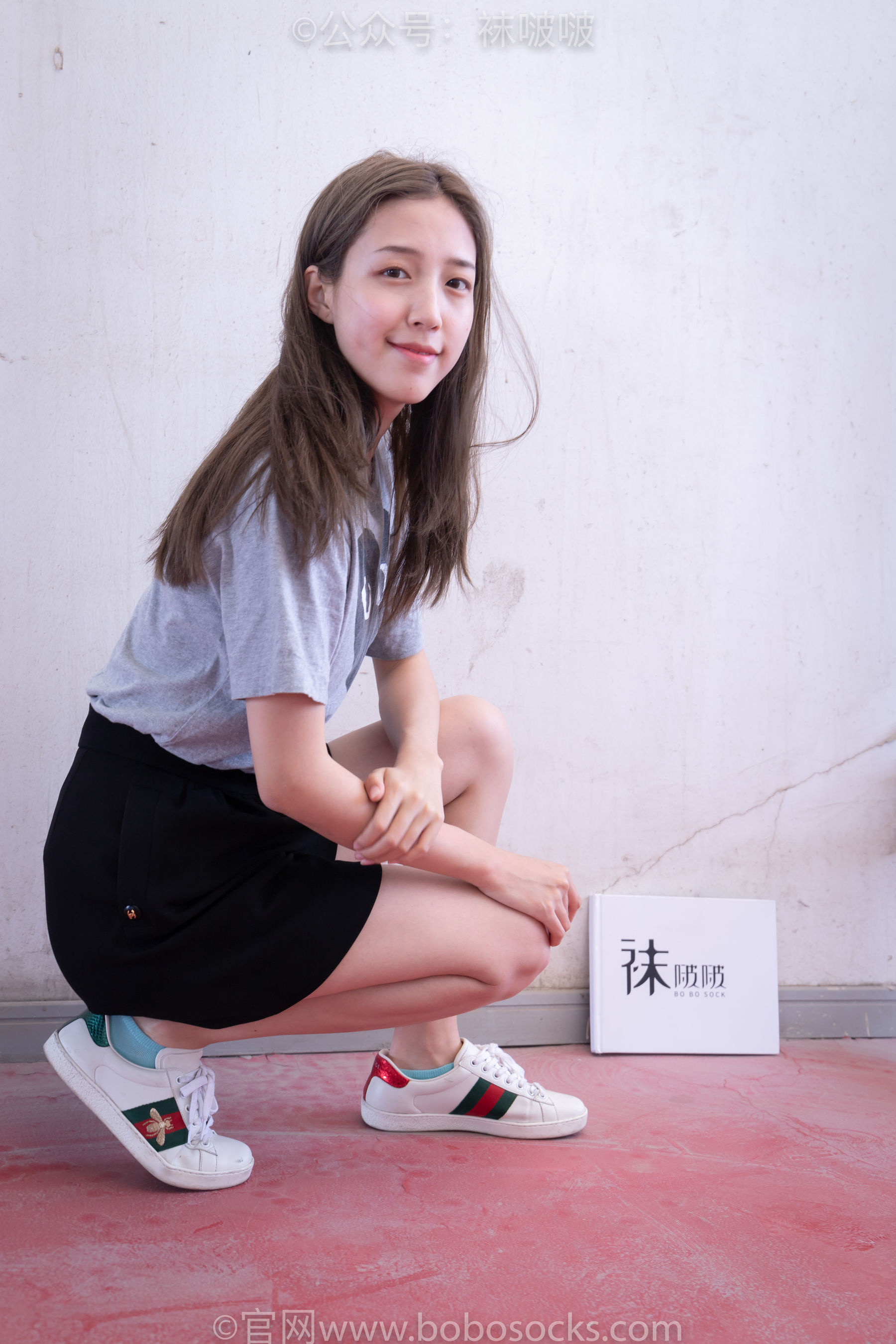 BoBoSocks袜啵啵 积分限定作品006 泡芙-板鞋、天蓝色短棉袜、裸足