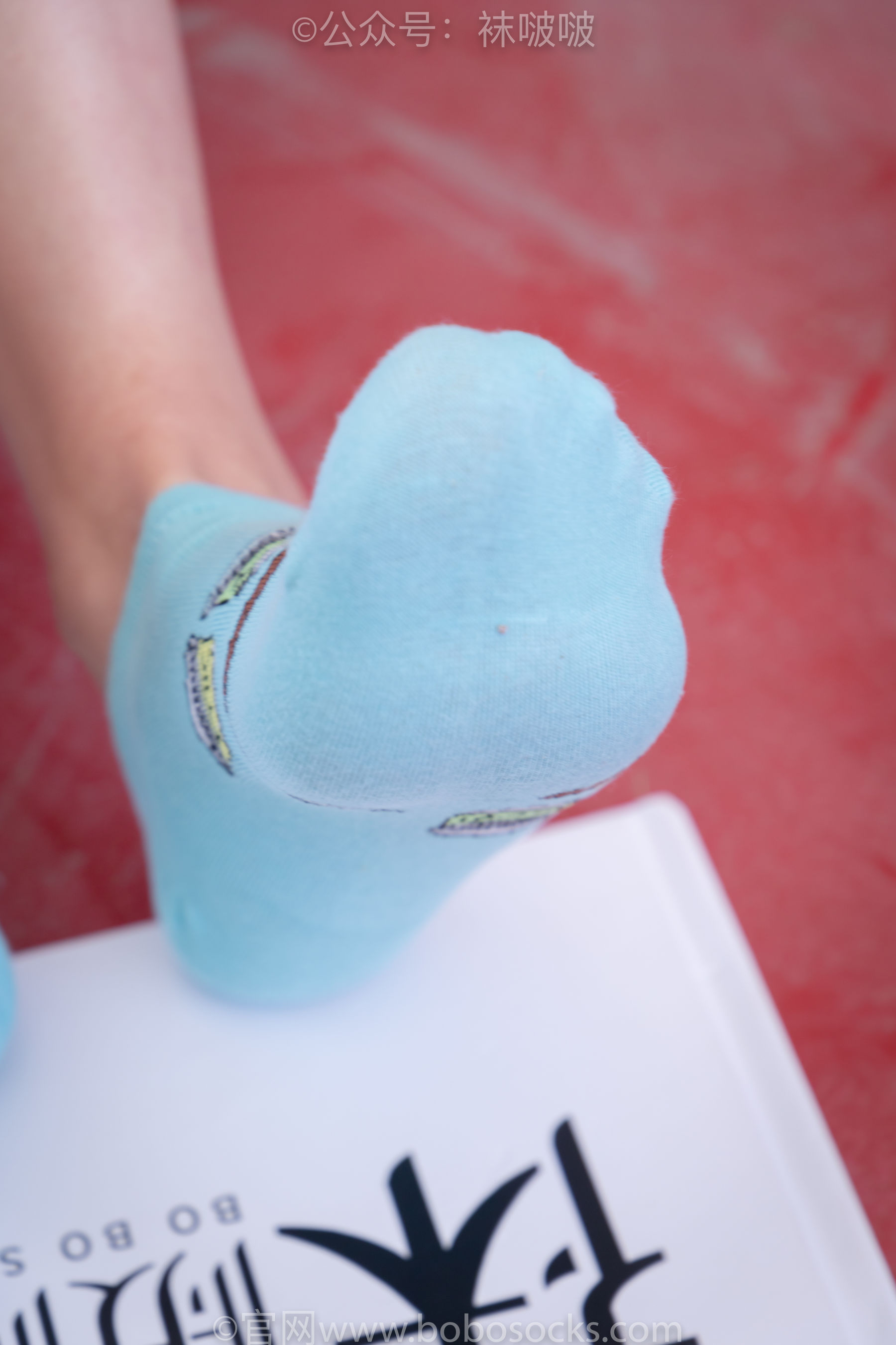 BoBoSocks袜啵啵 积分限定作品006 泡芙-板鞋、天蓝色短棉袜、裸足