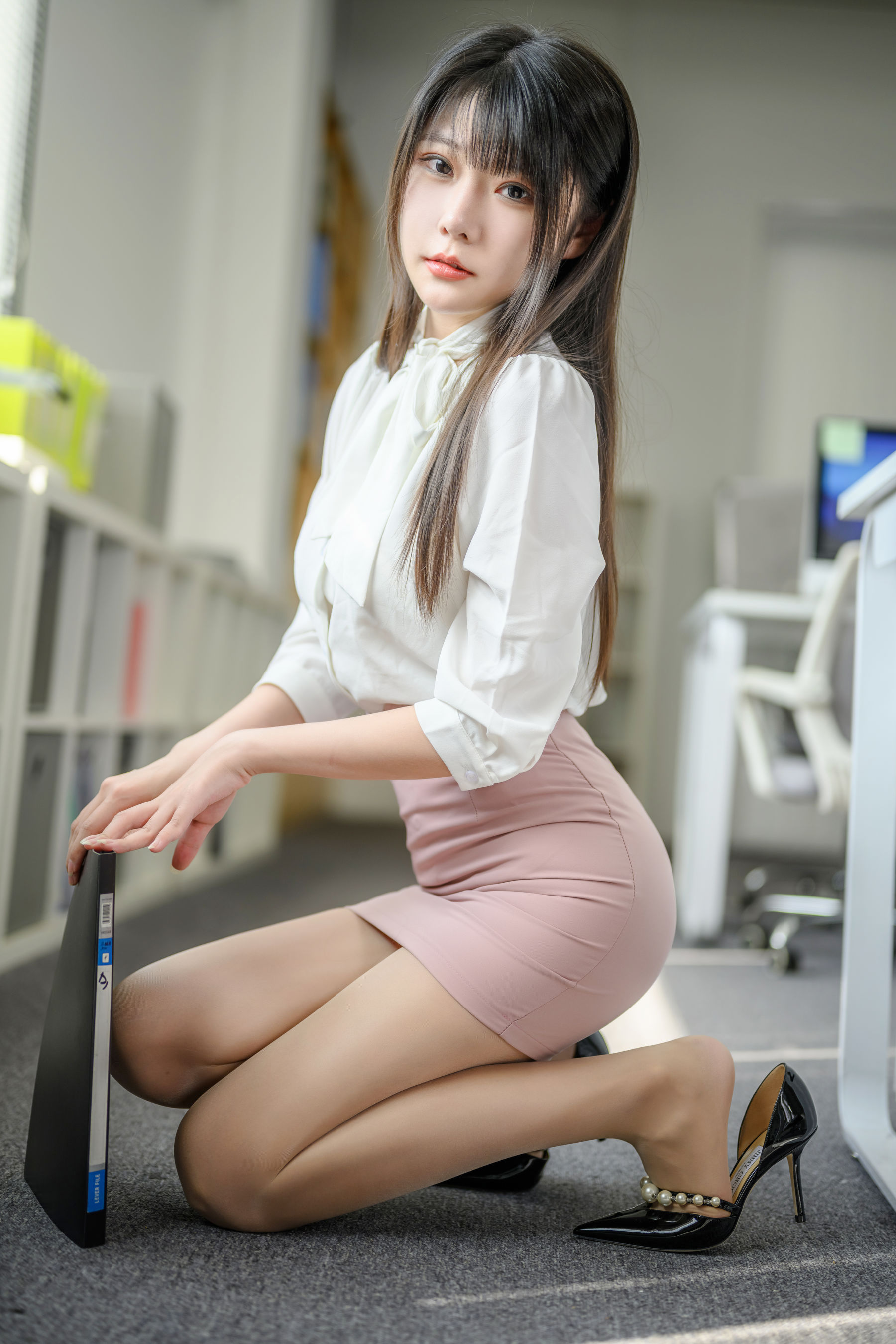 香草喵露露写真 - 粉白裙子