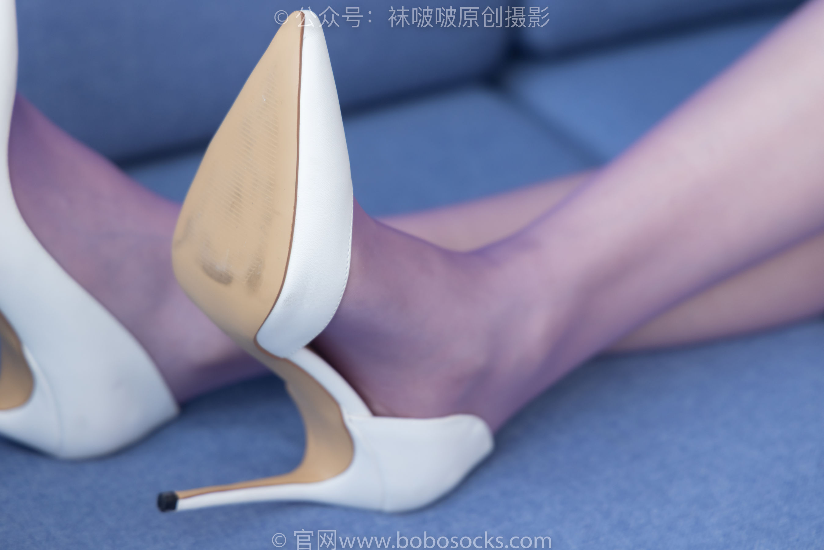 BoBoSocks袜啵啵 No.205 小甜 豆-白色高跟鞋、紫色油亮丝袜