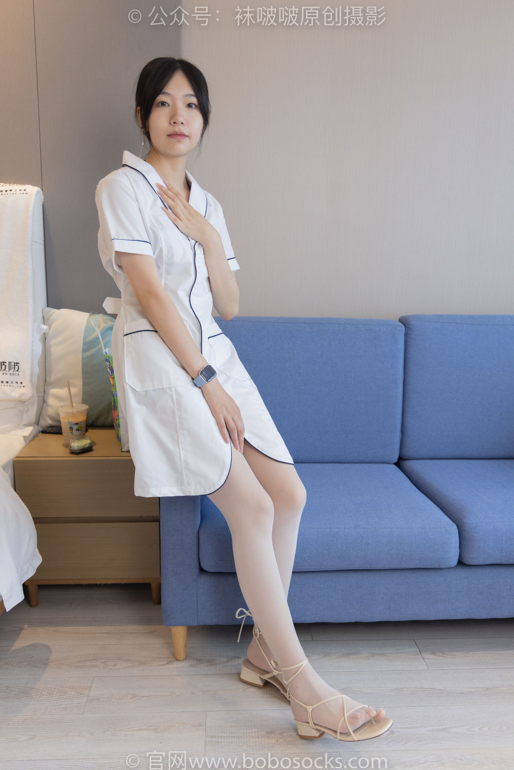 BoBoSocks袜啵啵 No.206 小甜豆 -绑带凉鞋、白丝大腿袜、小护士服