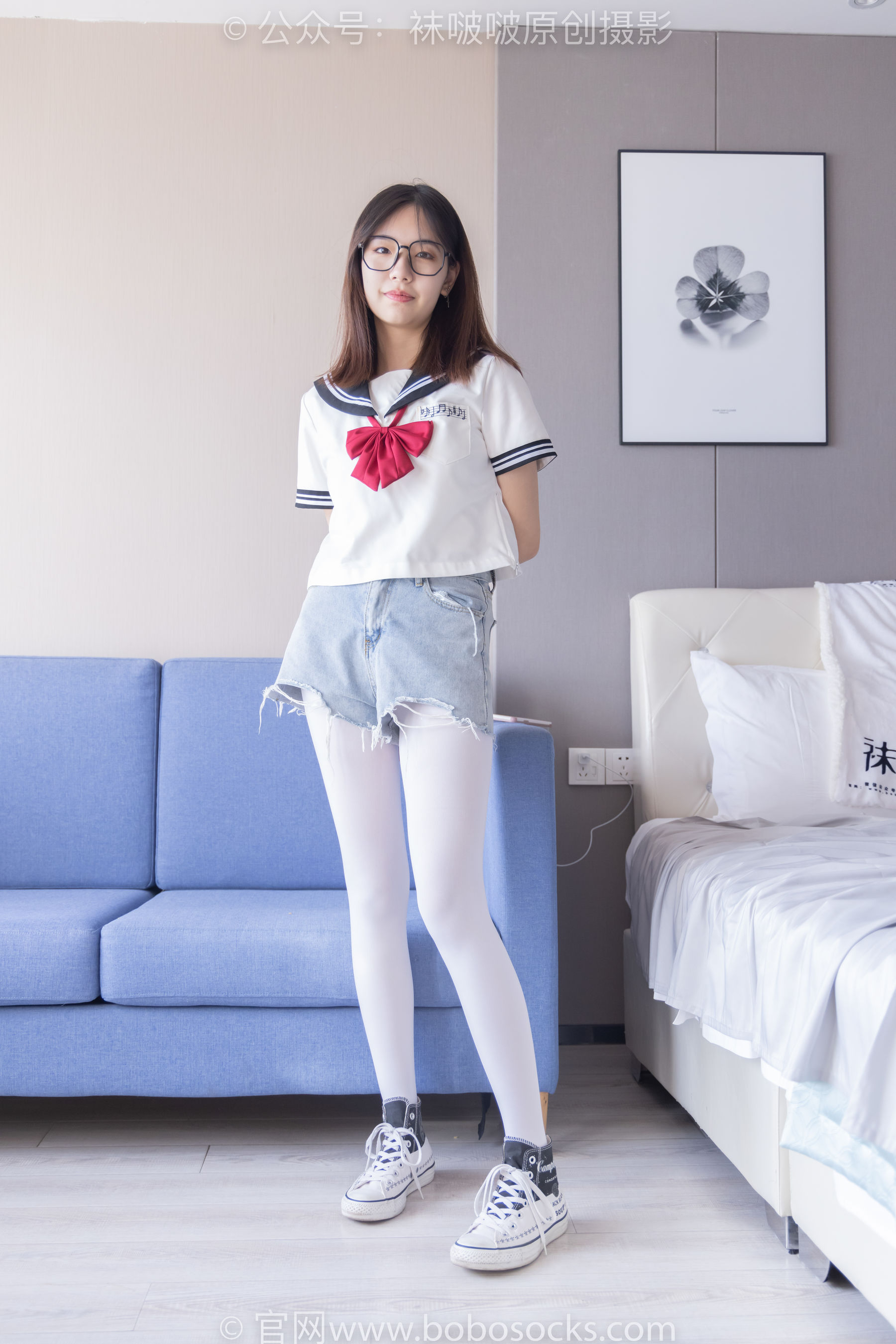 BoBoSocks袜啵啵 No.215 小甜豆-三双帆布鞋板鞋、厚白丝、黑丝