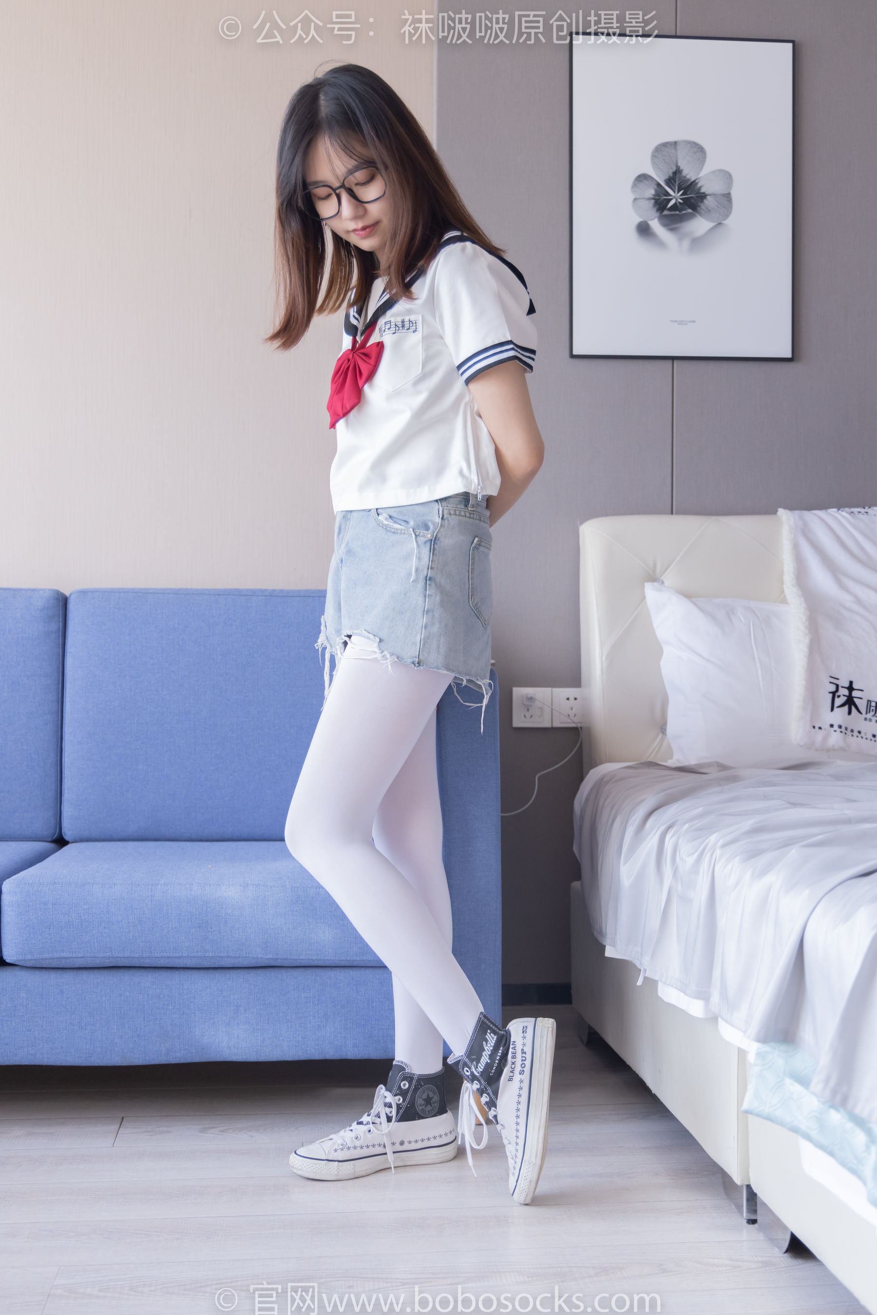 BoBoSocks袜啵啵 No.215 小甜豆-三双帆布鞋板鞋、厚白丝、黑丝