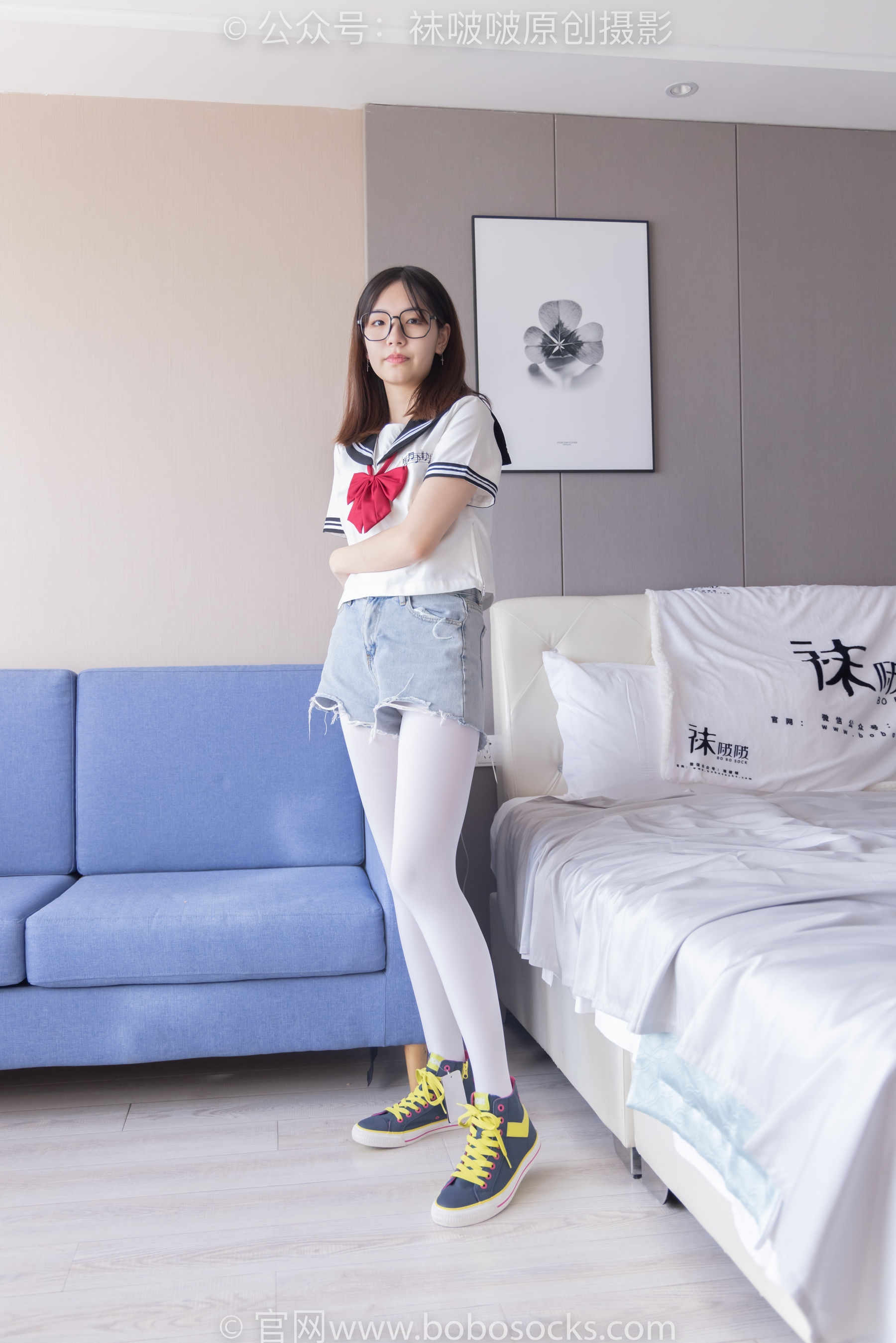 BoBoSocks袜啵啵 No.215 小甜豆-三双帆布鞋板鞋、厚白丝、黑丝
