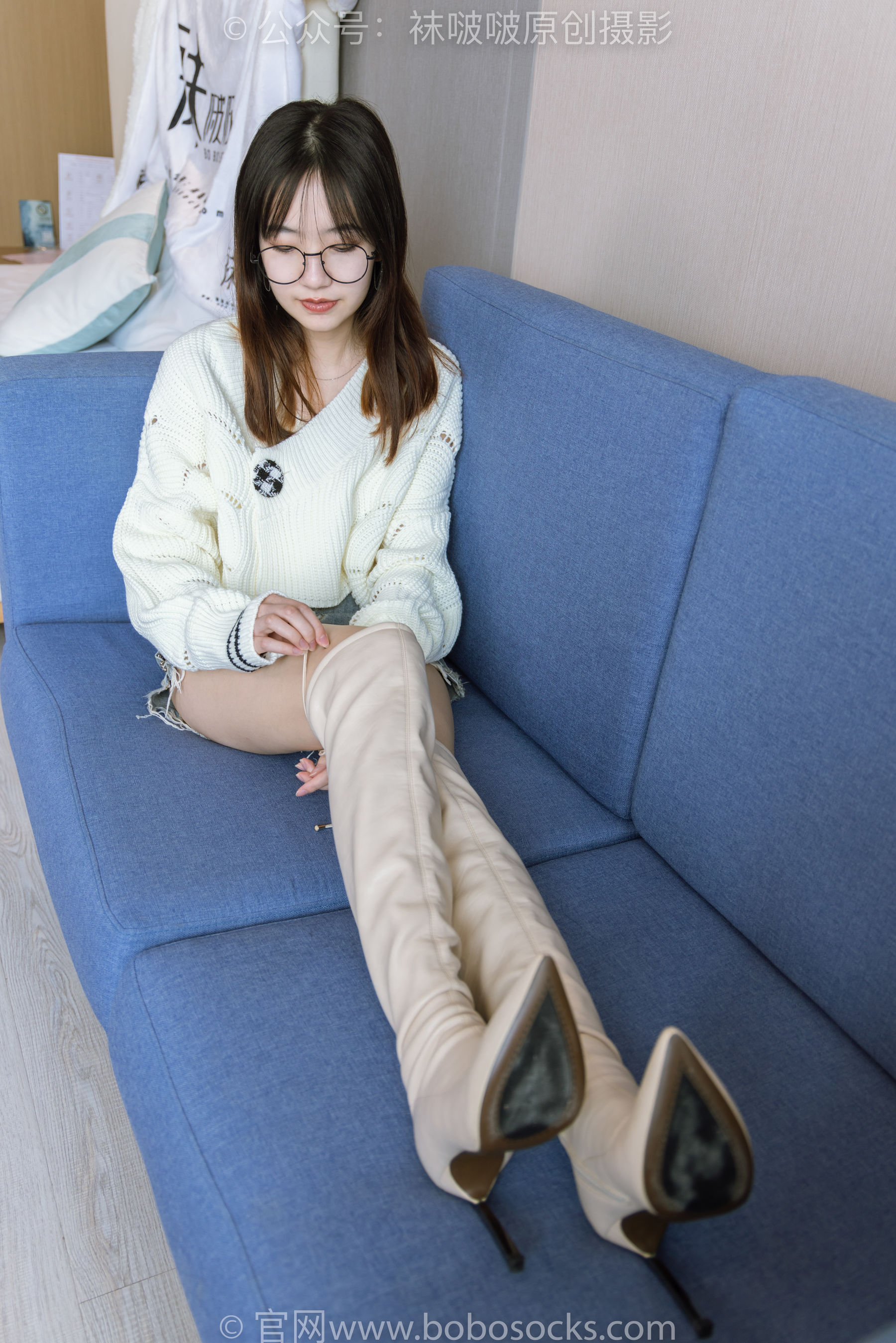 BoBoSocks袜啵啵 No.222 小甜豆-长靴、白棉袜、裸足