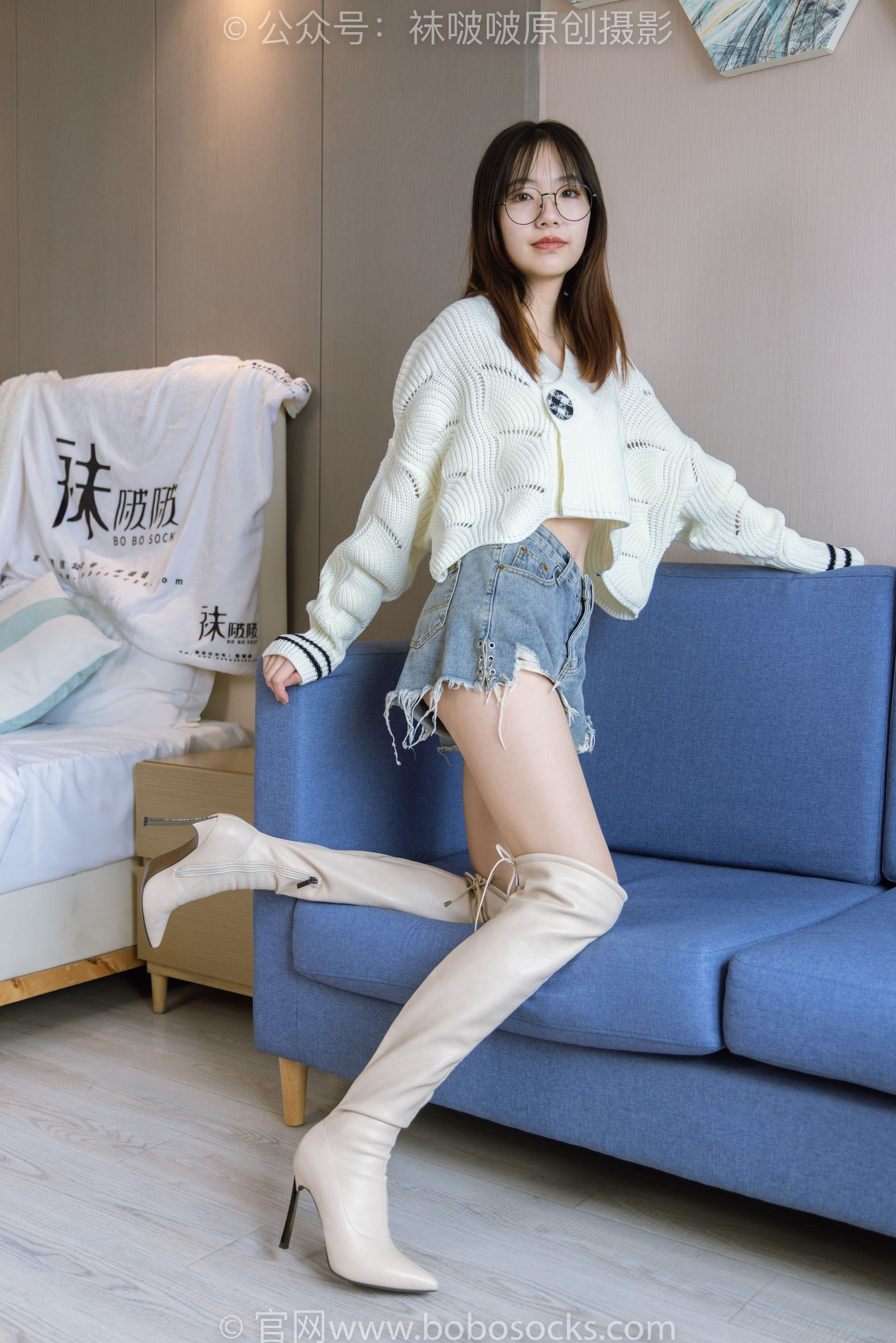 BoBoSocks袜啵啵 No.222 小甜豆-长靴、白棉袜、裸足