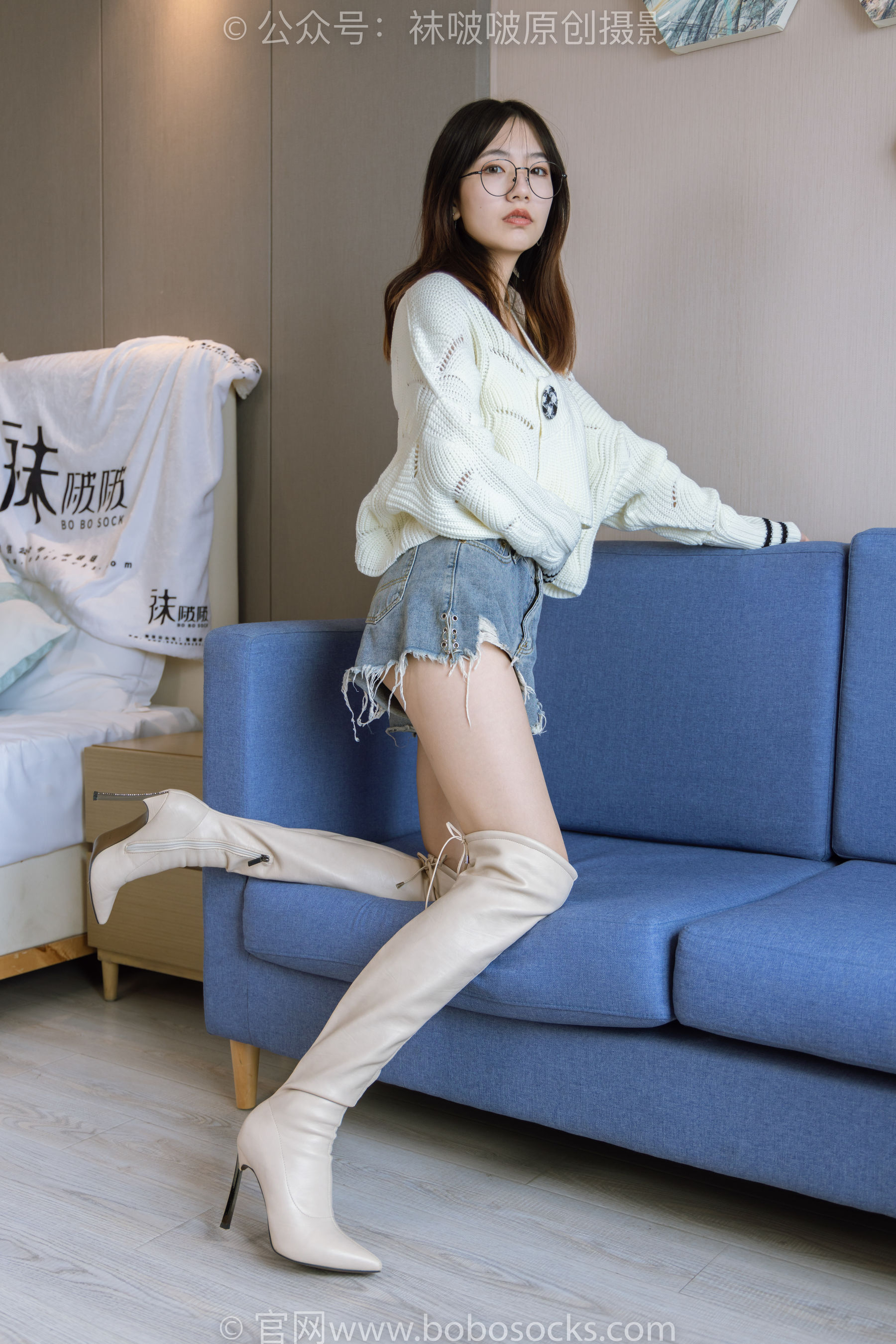 BoBoSocks袜啵啵 No.222 小甜豆-长靴、白棉袜、裸足