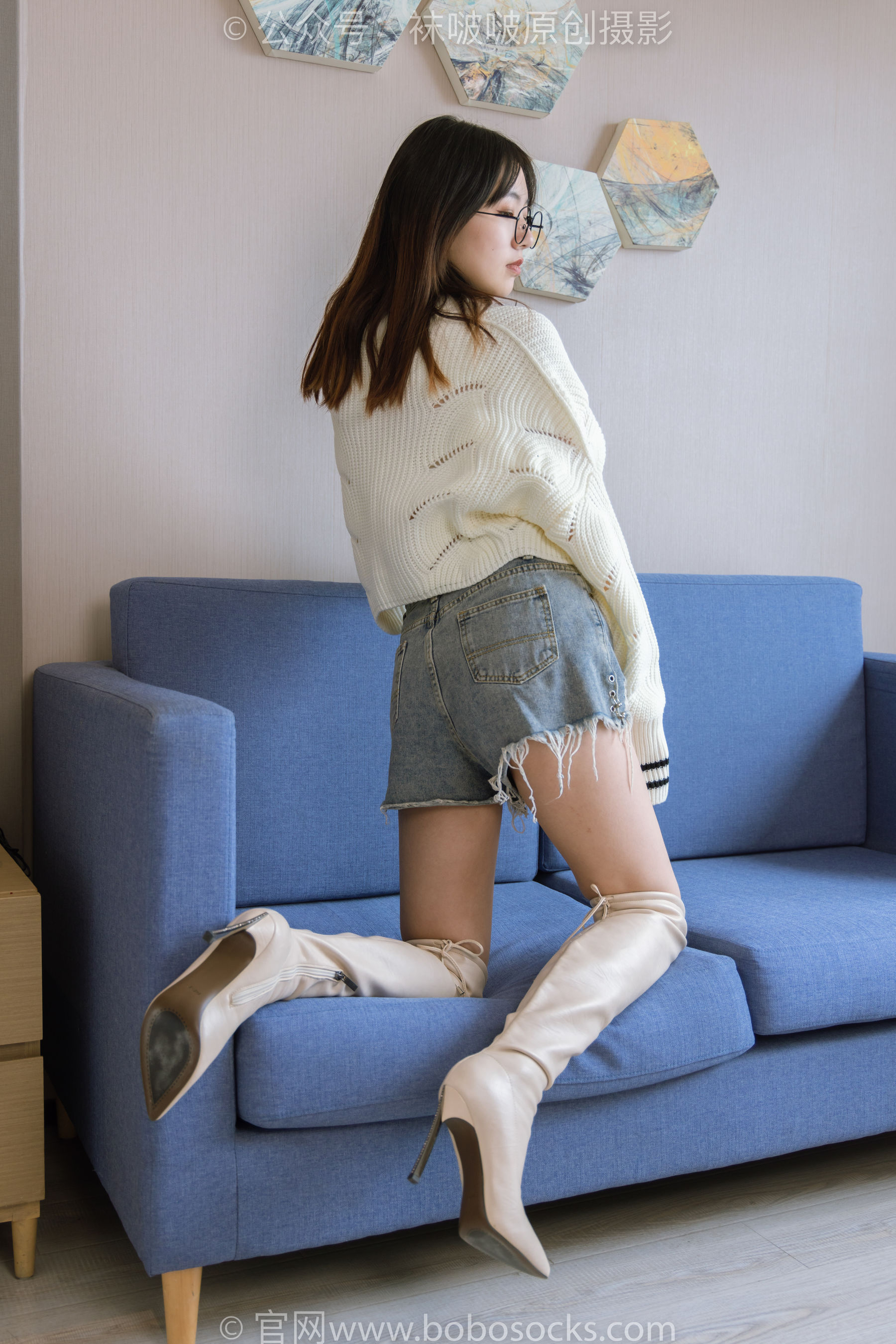 BoBoSocks袜啵啵 No.222 小甜豆-长靴、白棉袜、裸足