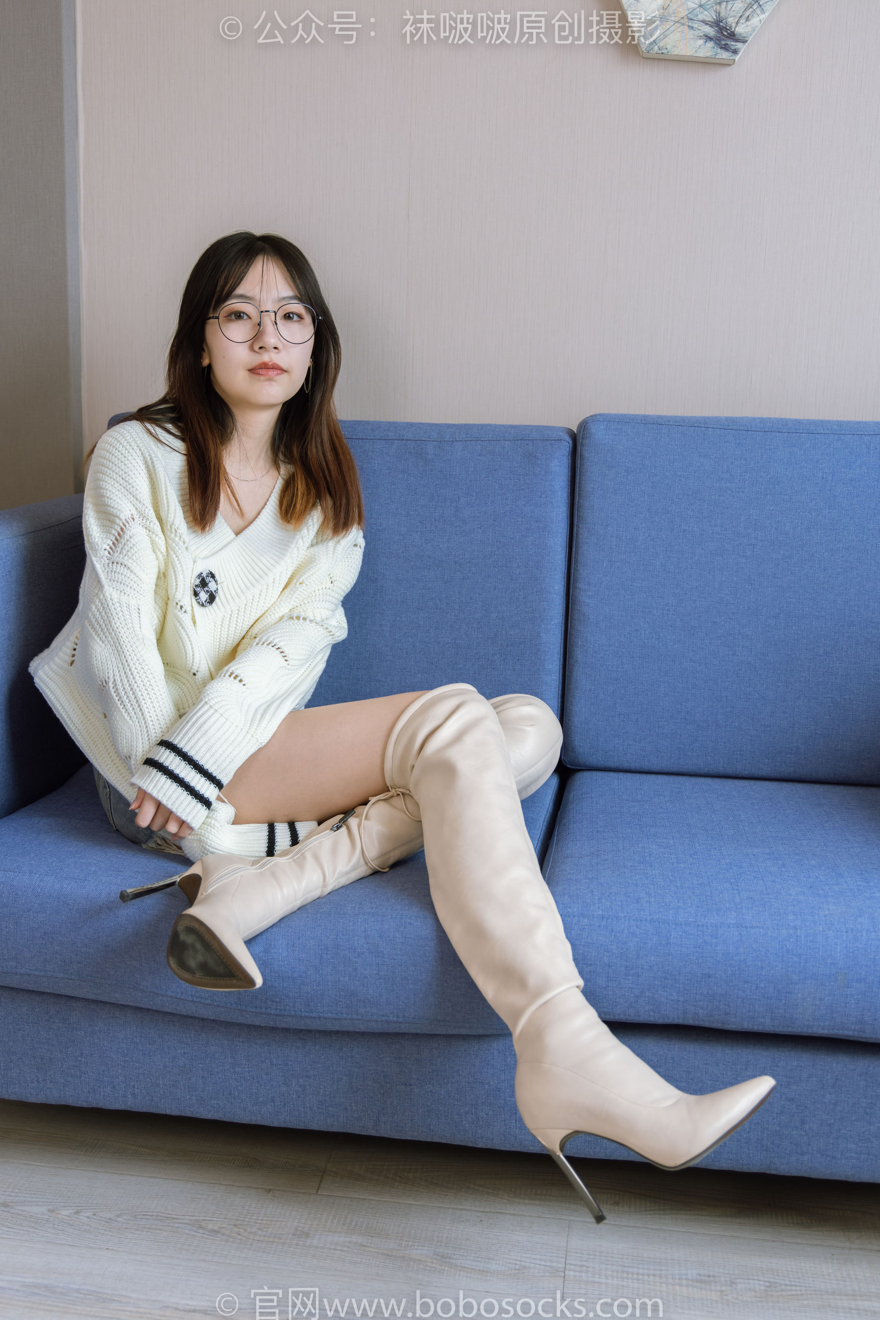 BoBoSocks袜啵啵 No.222 小甜豆-长靴、白棉袜、裸足