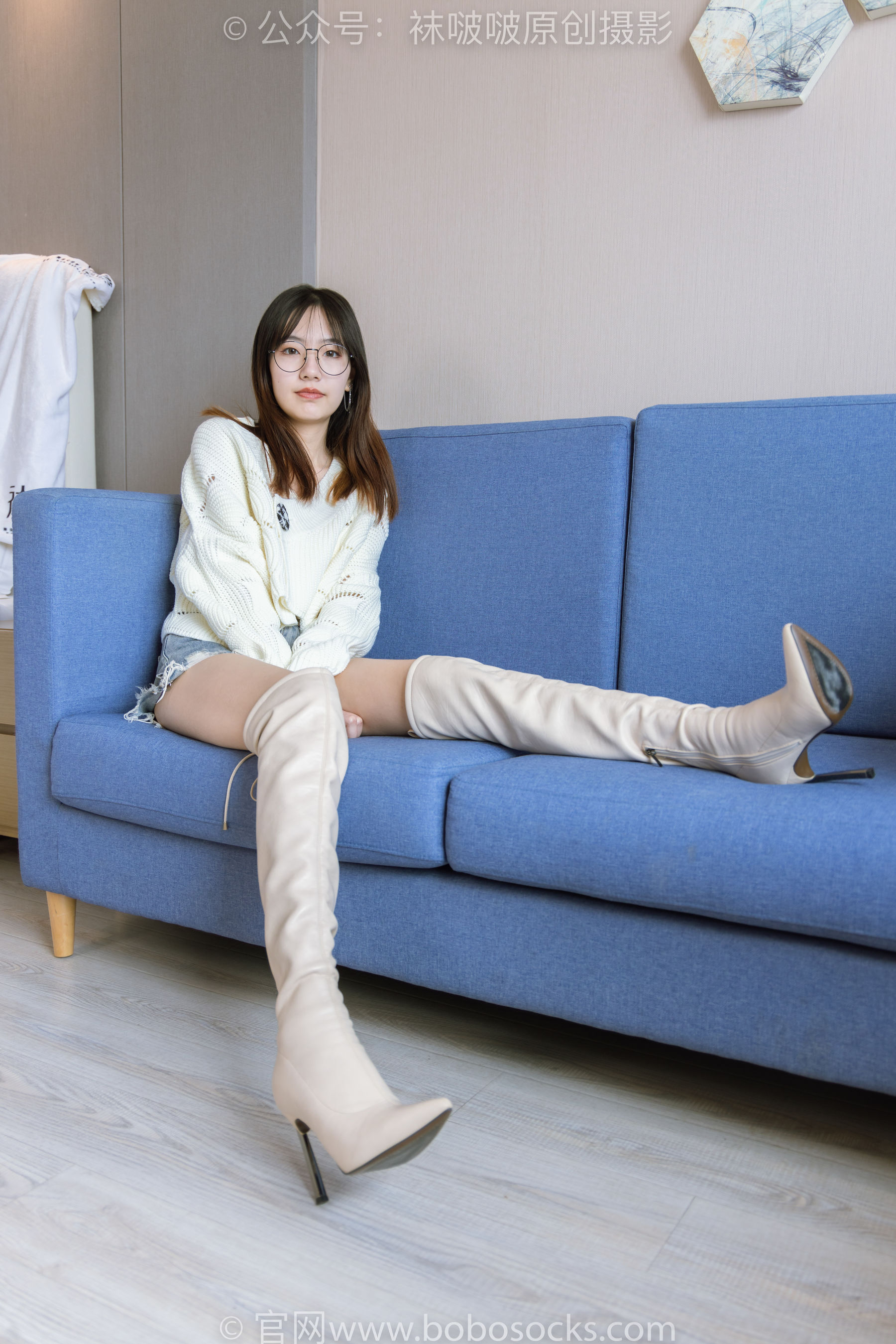 BoBoSocks袜啵啵 No.222 小甜豆-长靴、白棉袜、裸足
