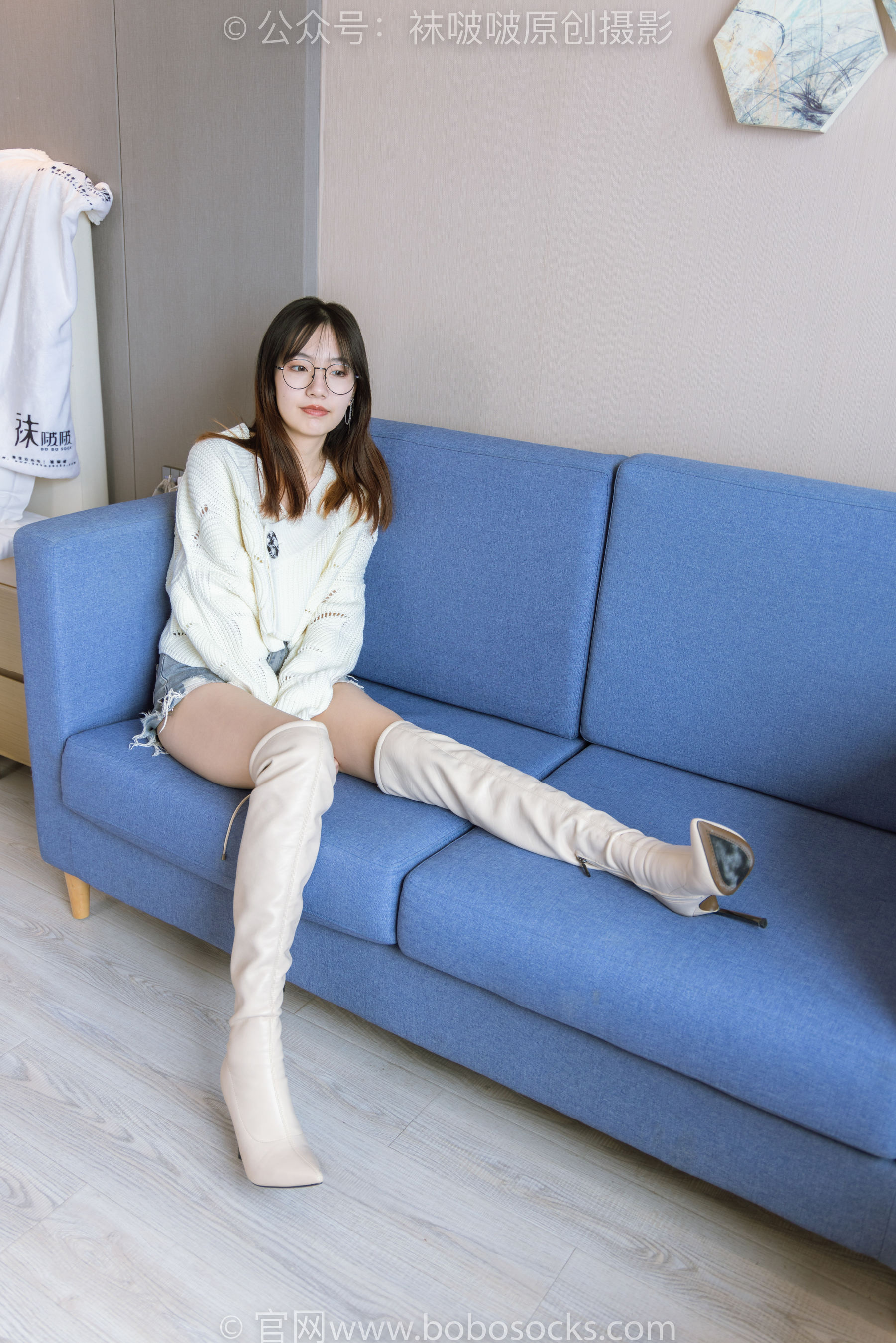 BoBoSocks袜啵啵 No.222 小甜豆-长靴、白棉袜、裸足