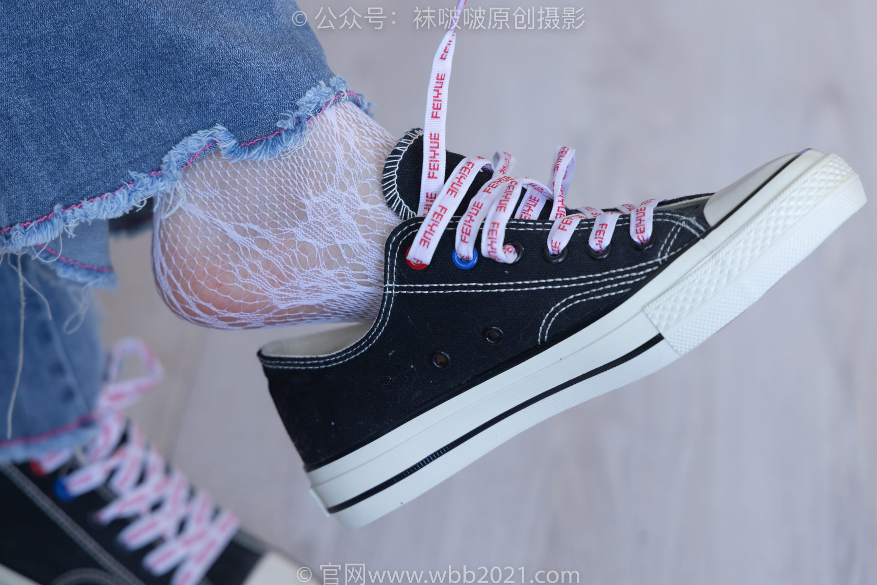 BoBoSocks袜啵啵 No.231 小甜豆-板鞋、白色蕾丝袜、可拆卸牛仔裤、裤里丝