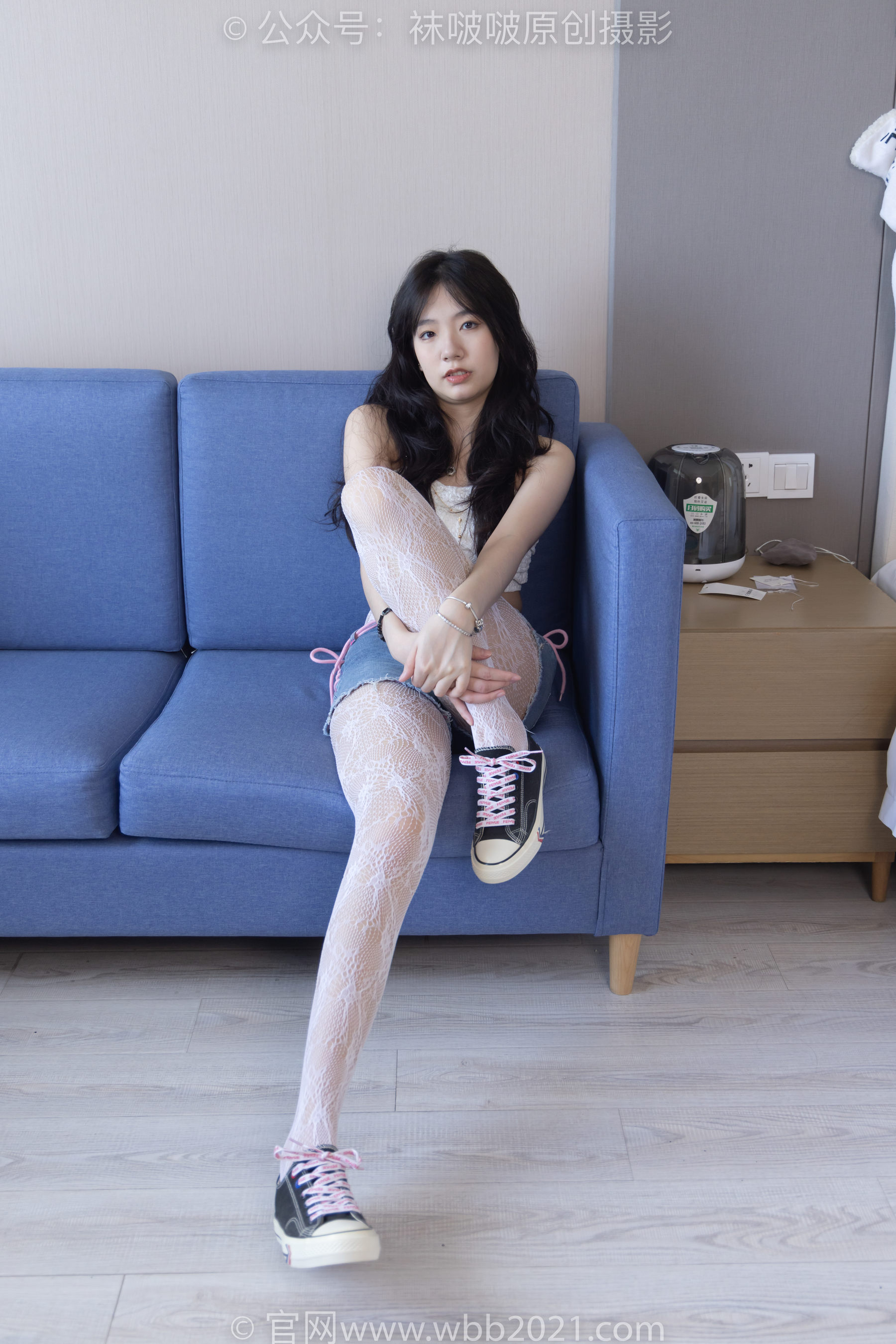 BoBoSocks袜啵啵 No.231 小甜豆-板鞋、白色蕾丝袜、可拆卸牛仔裤、裤里丝