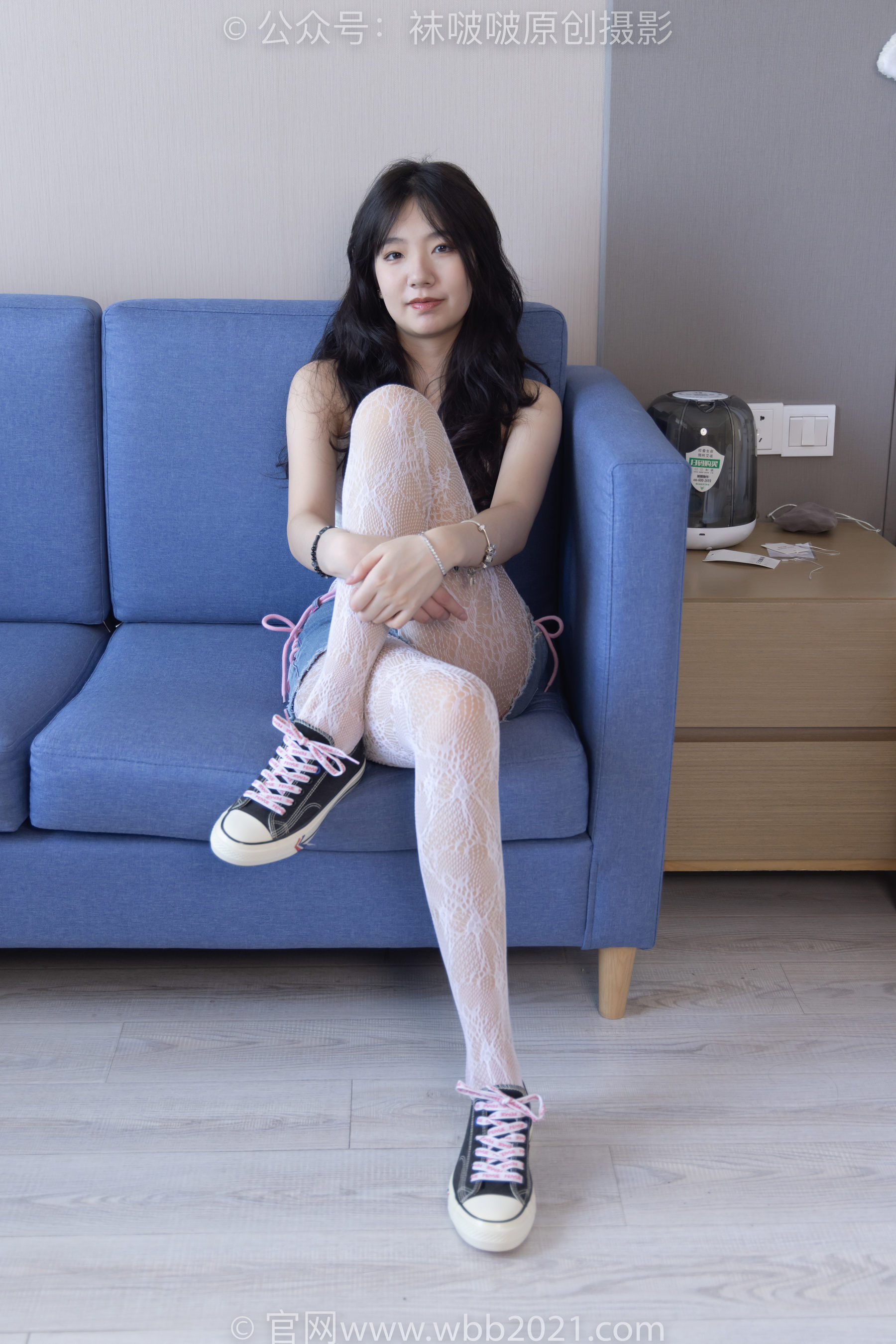 BoBoSocks袜啵啵 No.231 小甜豆-板鞋、白色蕾丝袜、可拆卸牛仔裤、裤里丝