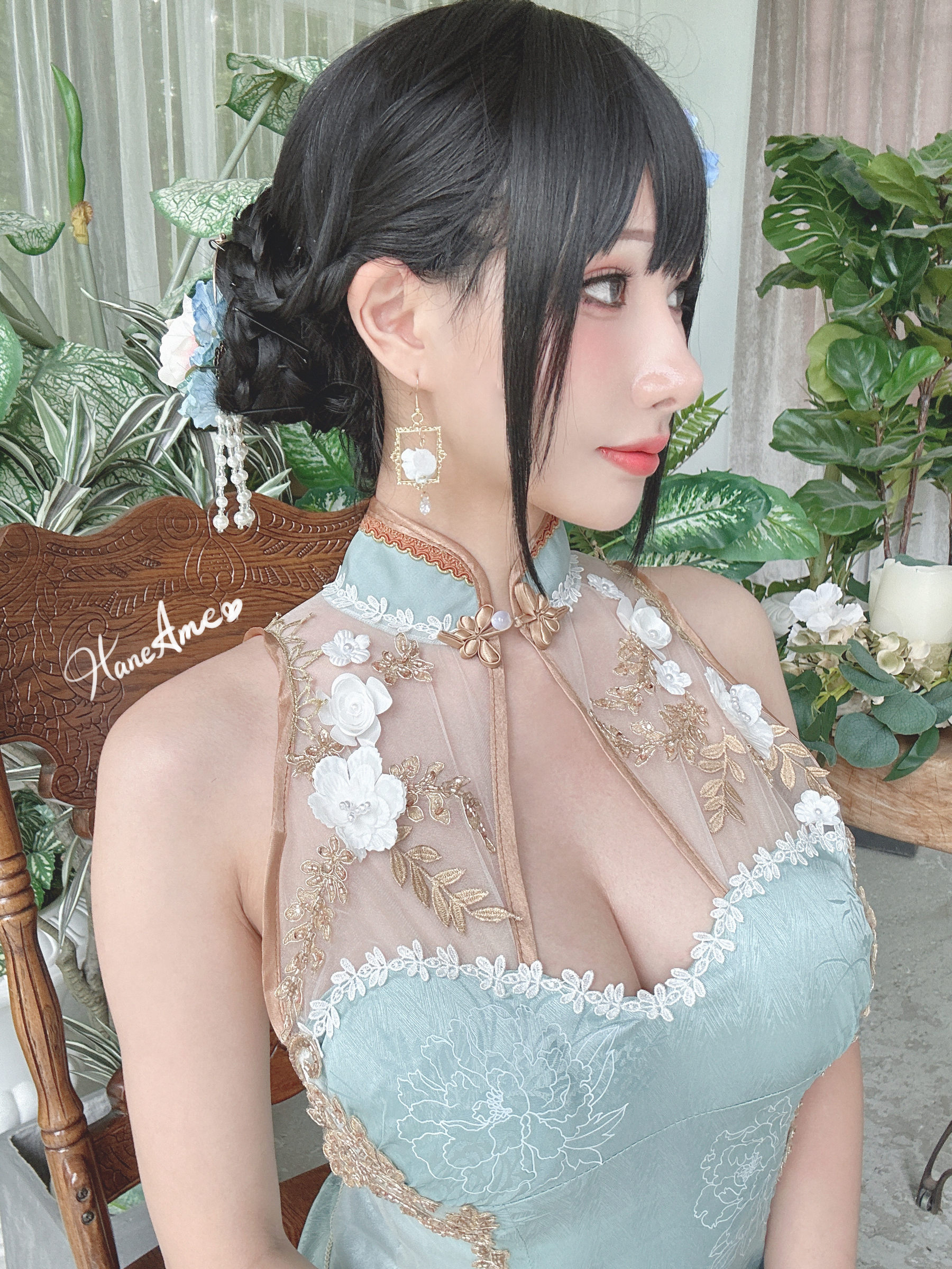 Hane Ame 雨波写真 - 綠韻旗袍