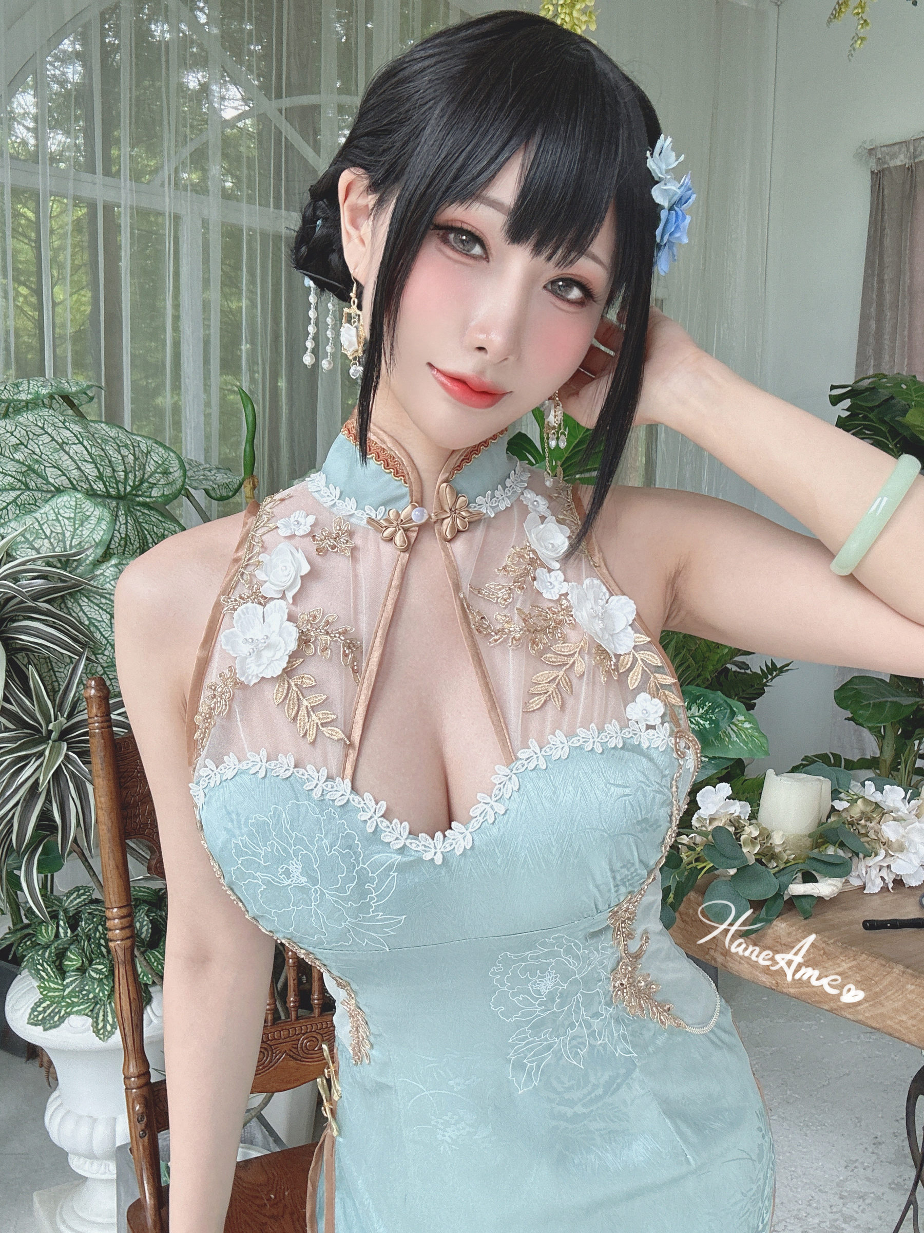 Hane Ame 雨波写真 - 綠韻旗袍