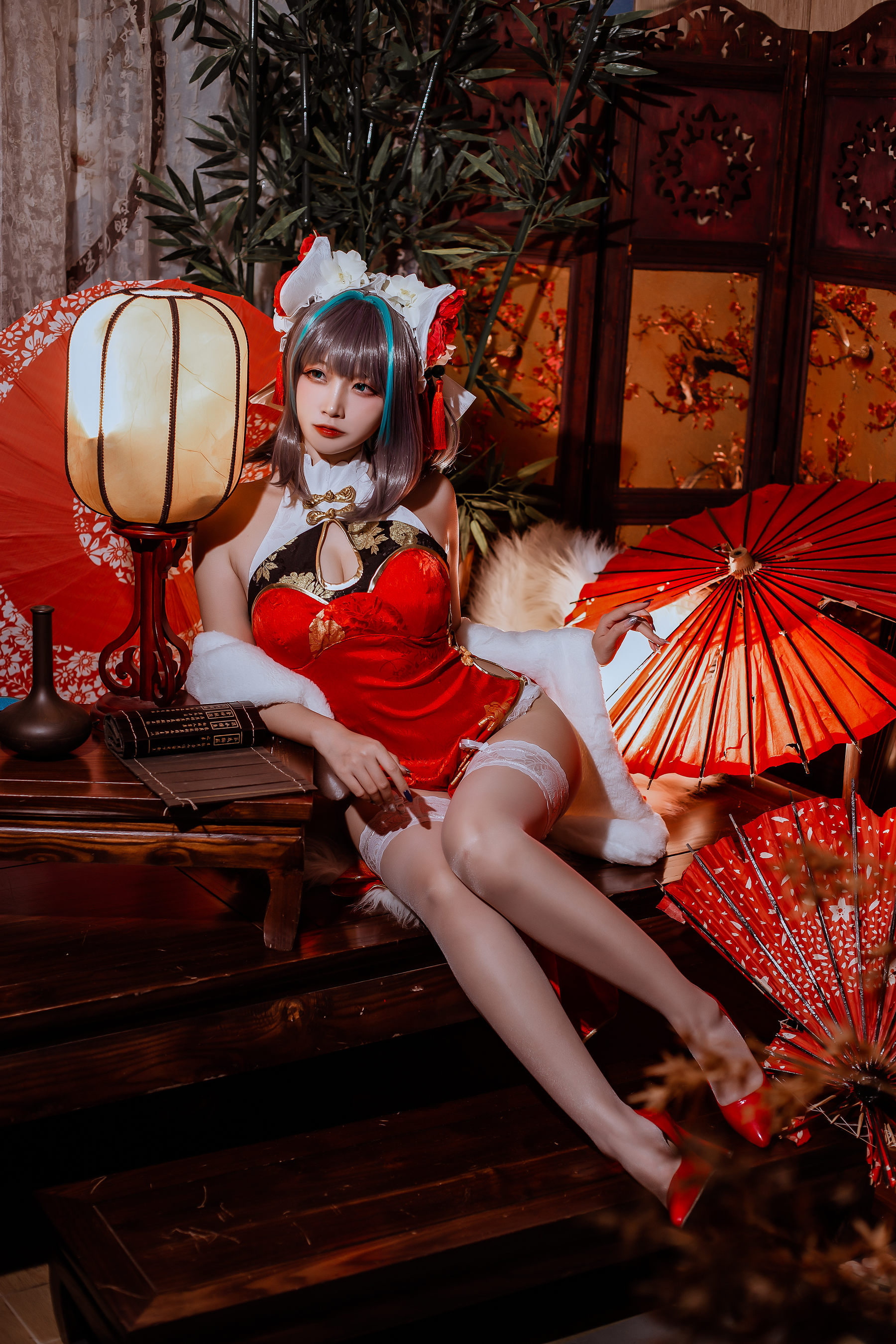 人气Coser二佐Nisa - 碧蓝 柴郡旗袍
