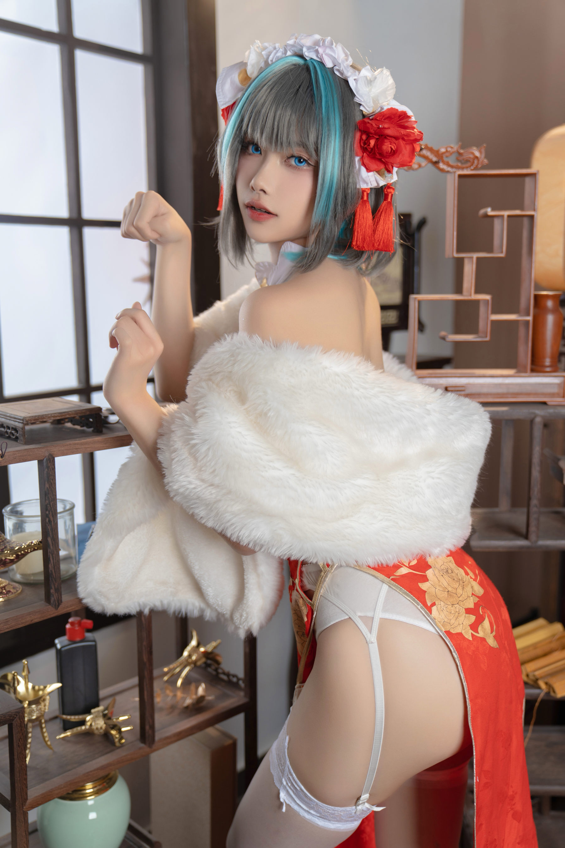 微博妹子Momoko葵葵 - 柴郡旗袍