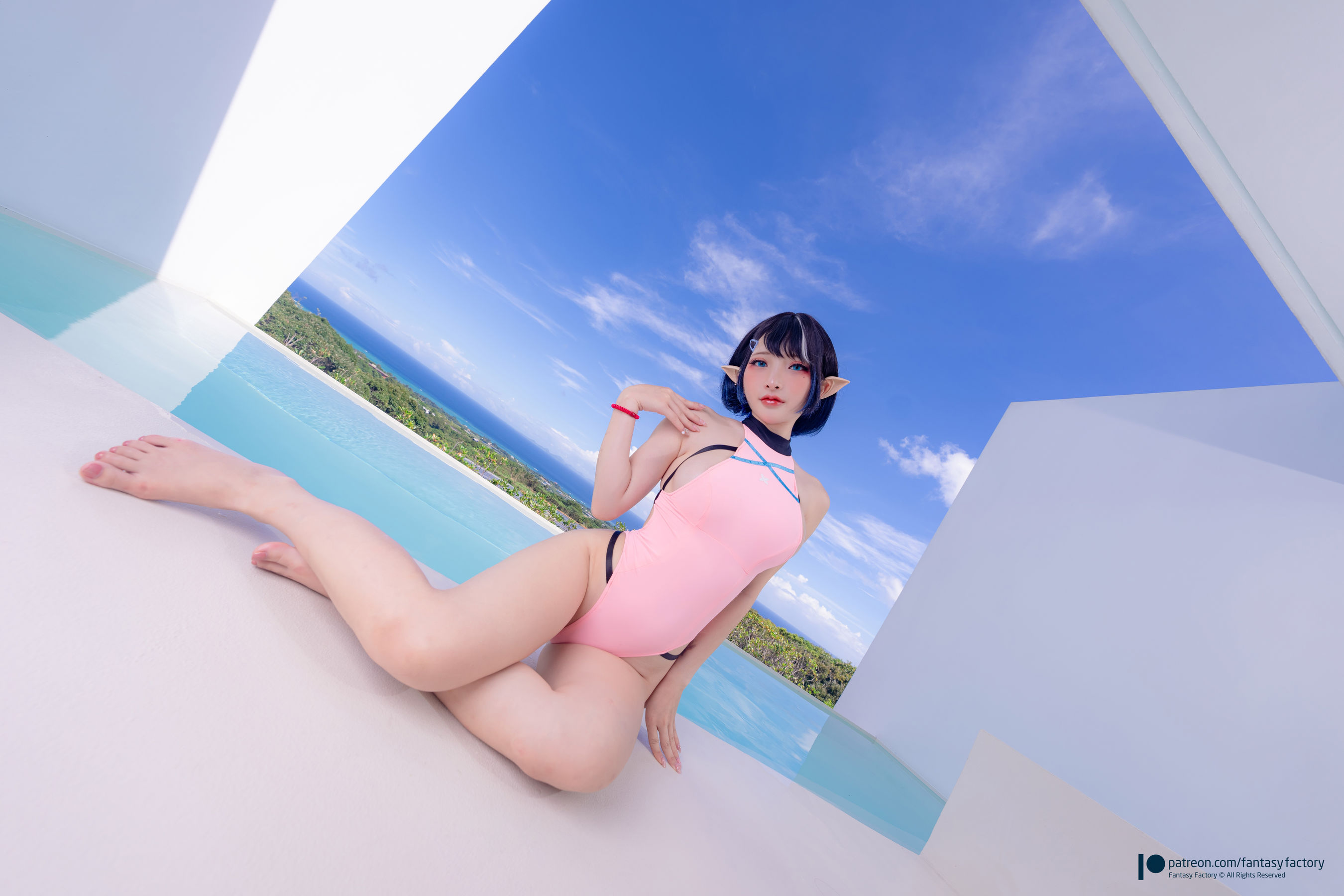 [Fantasy Factory] 小丁Cosplay写真 - 粉色精灵泳衣