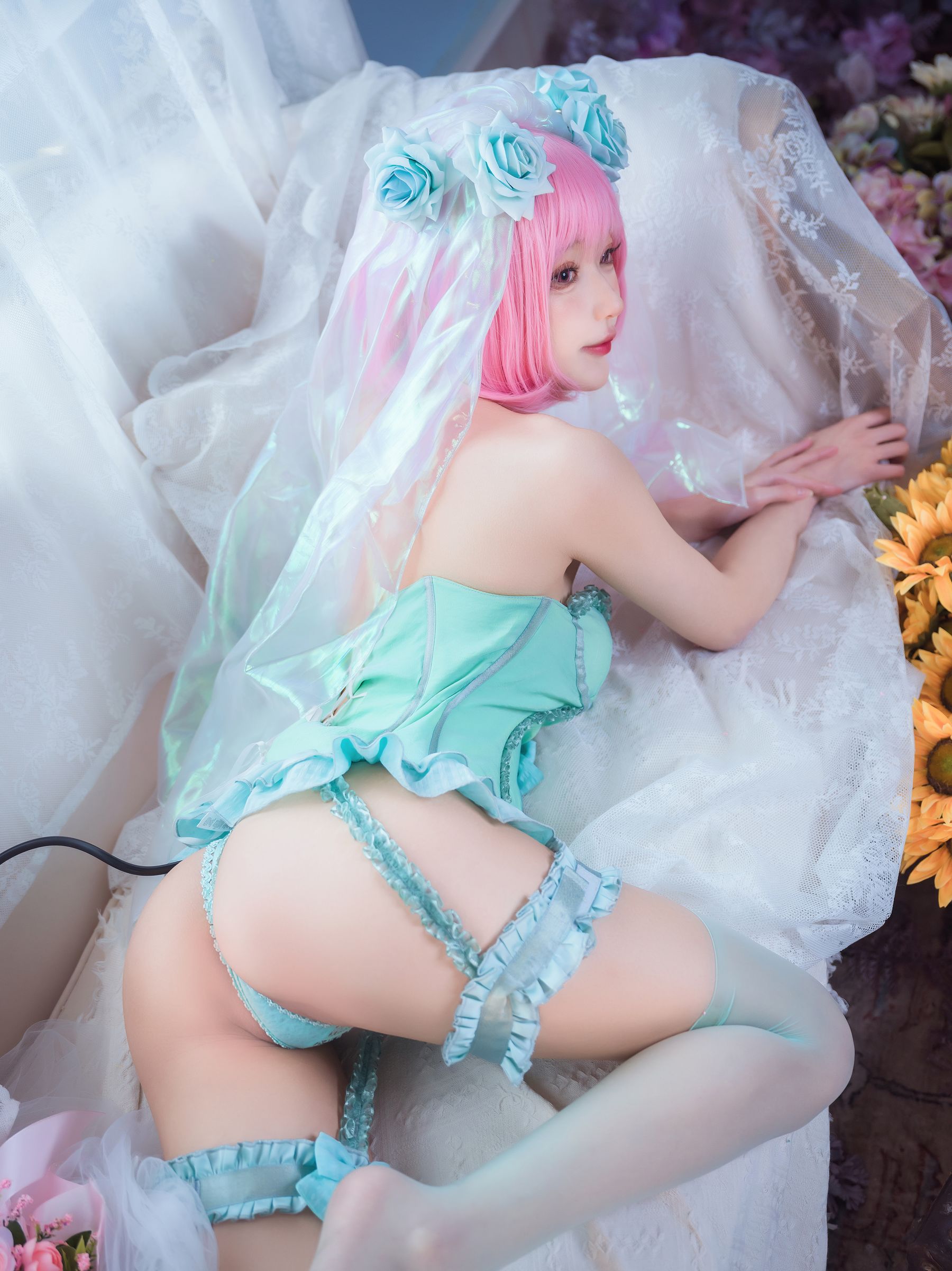 动漫博主阿包也是兔娘 - 王女梦梦 婚纱内衣