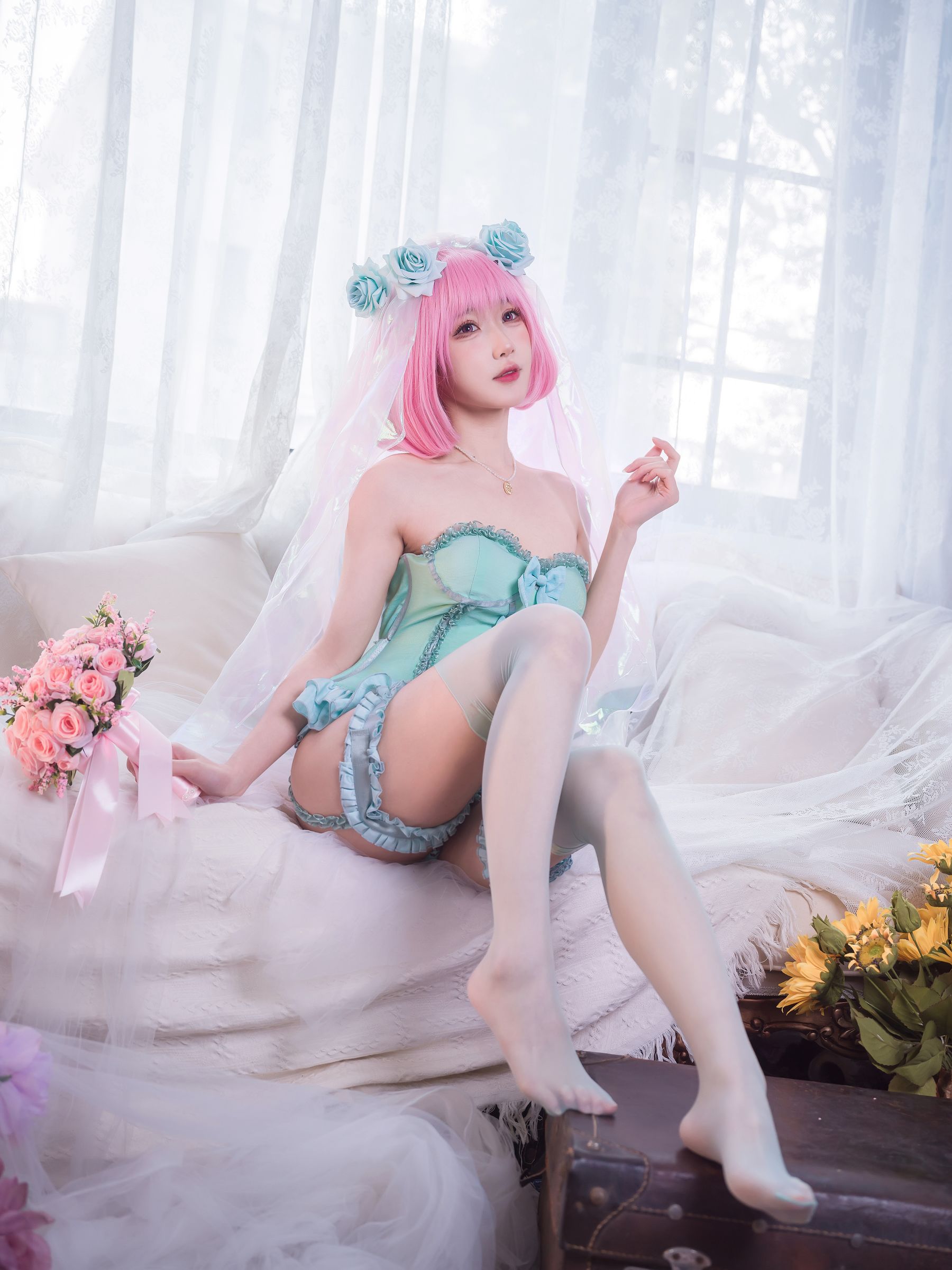 动漫博主阿包也是兔娘 - 王女梦梦 婚纱内衣