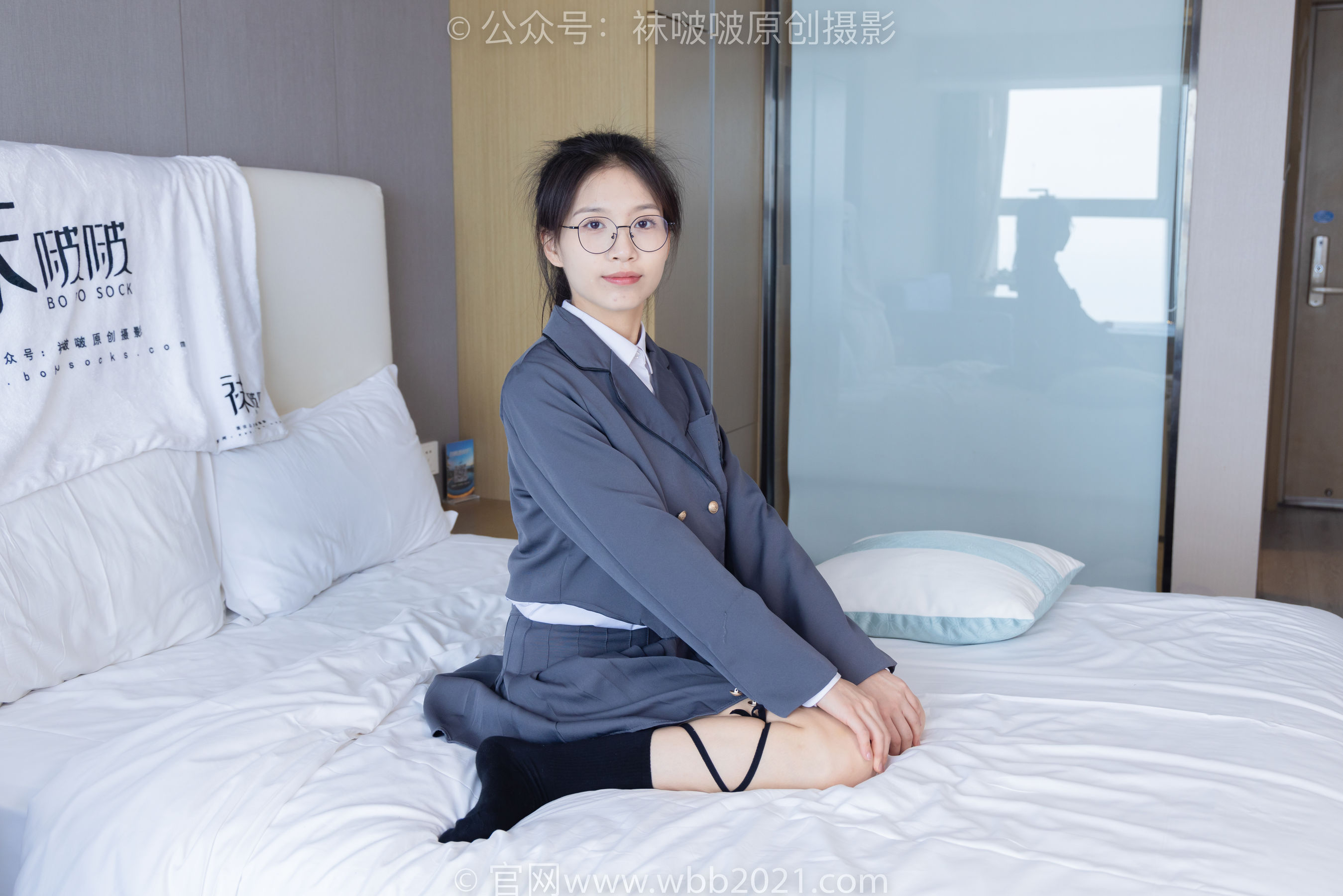 BoBoSocks袜啵啵 No.268 芝士 -黑皮鞋、绑带黑棉袜、学院制服