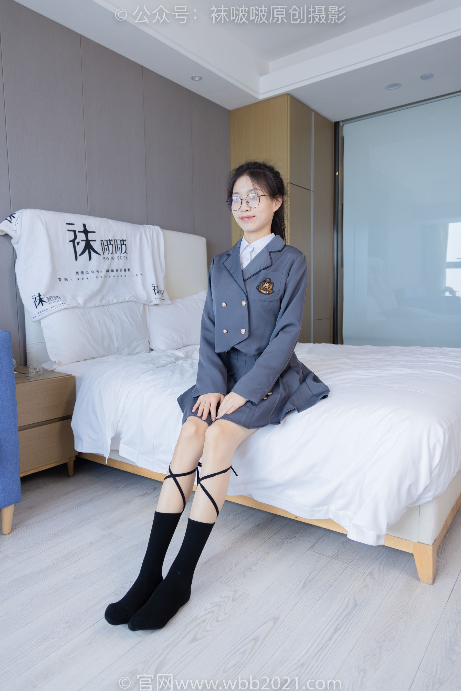 BoBoSocks袜啵啵 No.268 芝士 -黑皮鞋、绑带黑棉袜、学院制服