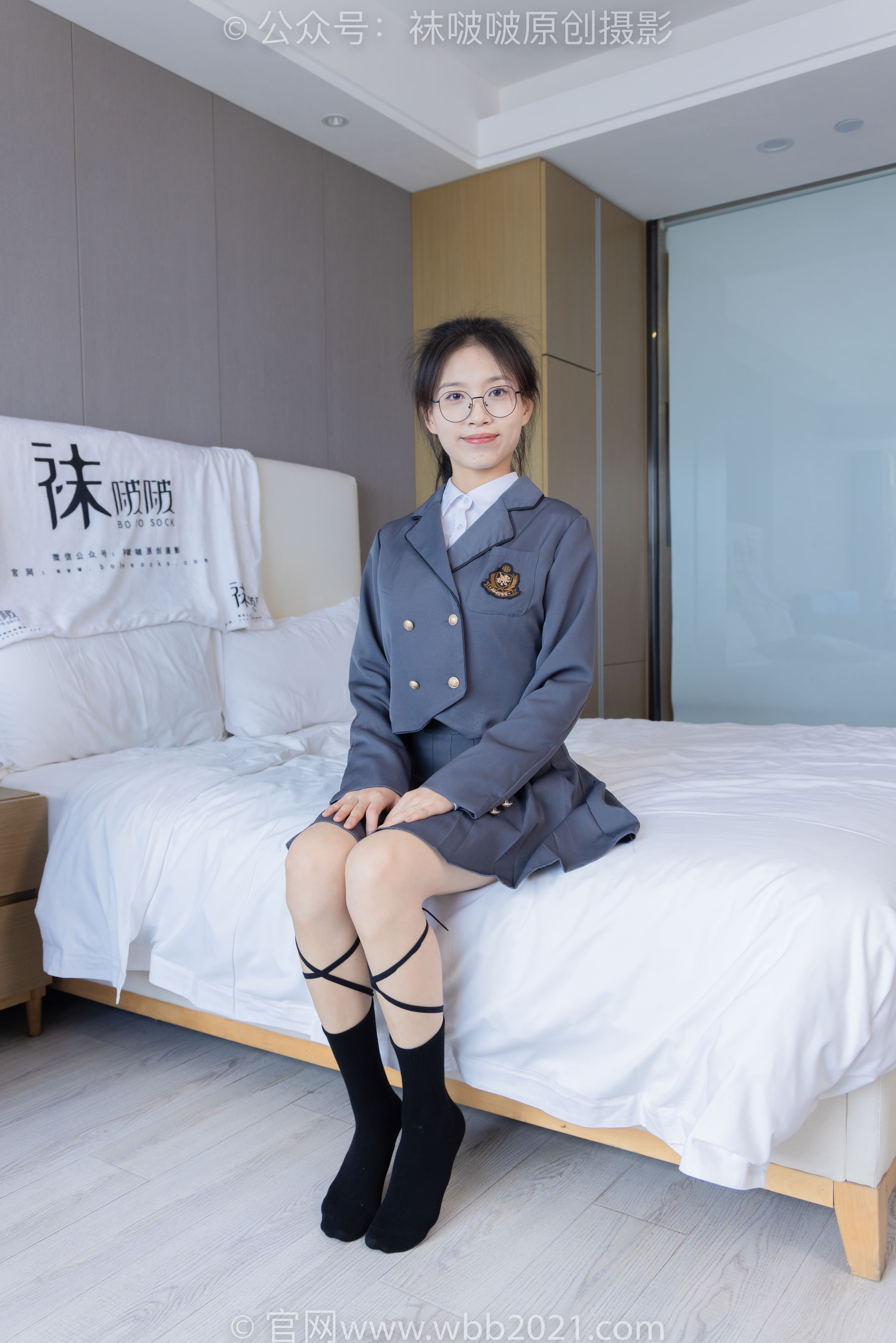 BoBoSocks袜啵啵 No.268 芝士 -黑皮鞋、绑带黑棉袜、学院制服