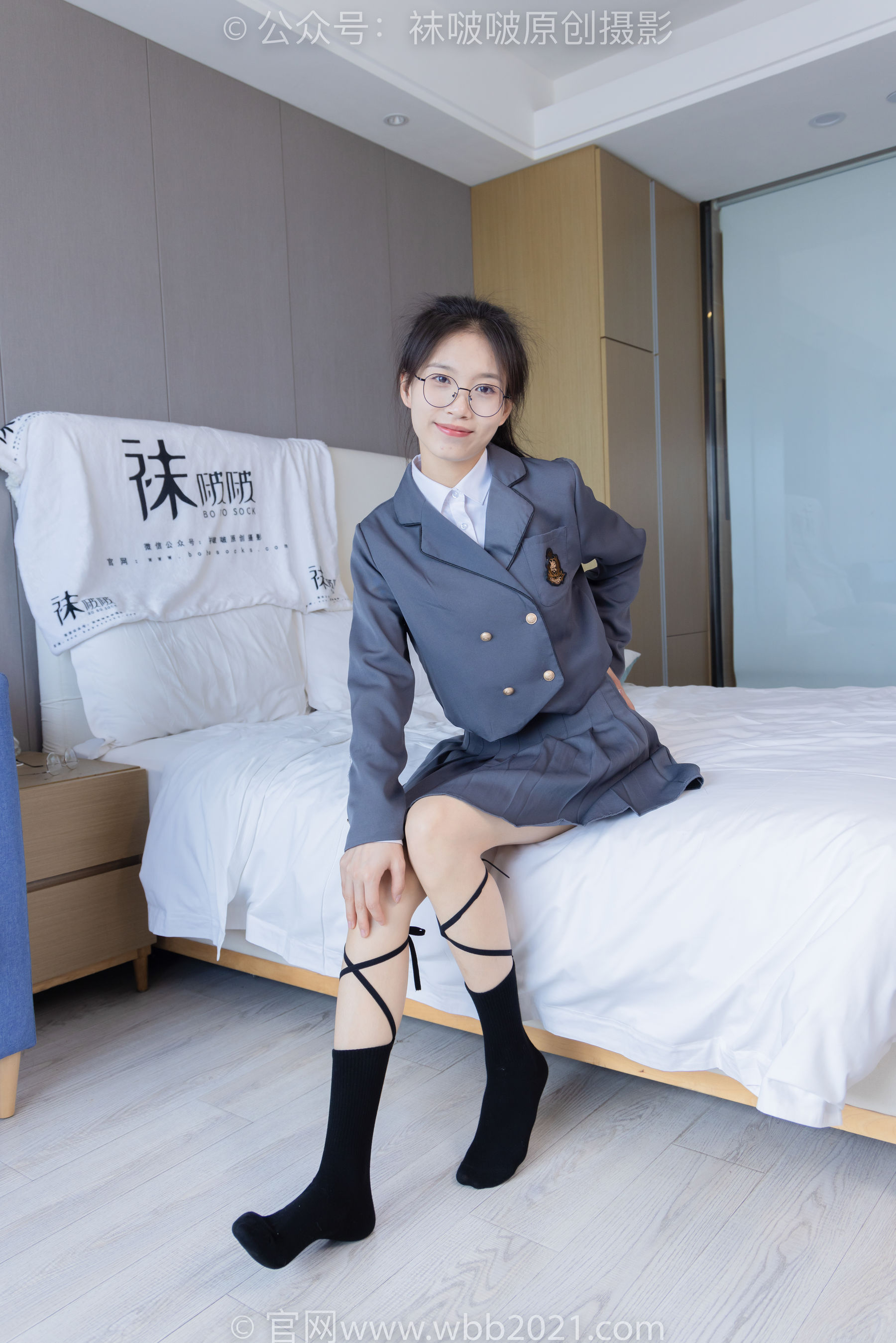 BoBoSocks袜啵啵 No.268 芝士 -黑皮鞋、绑带黑棉袜、学院制服