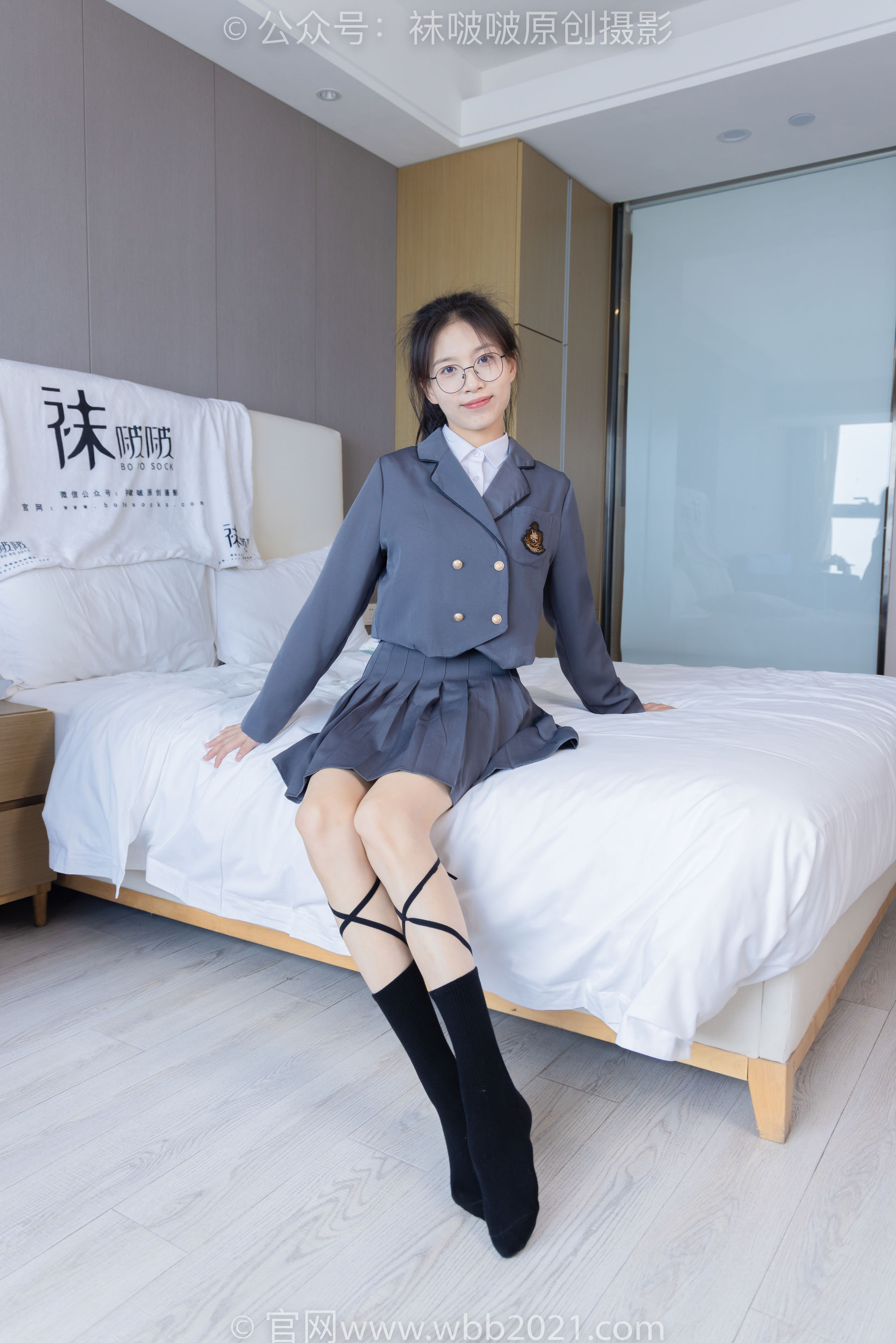 BoBoSocks袜啵啵 No.268 芝士 -黑皮鞋、绑带黑棉袜、学院制服