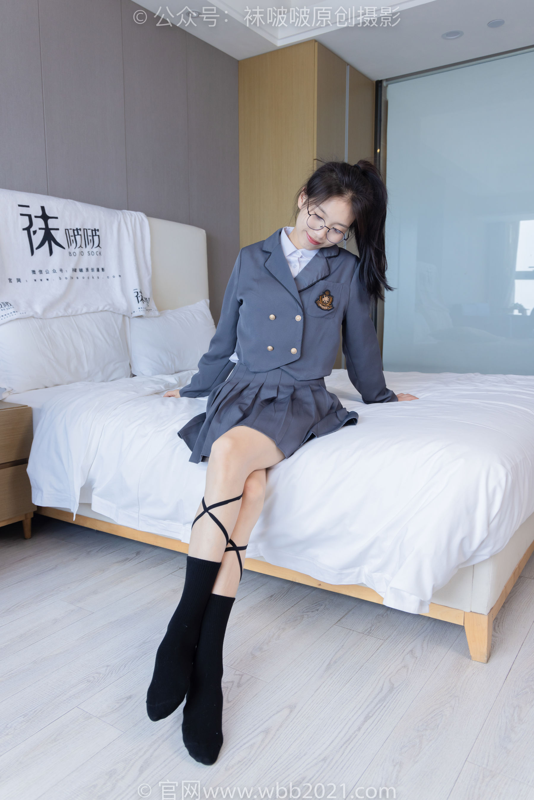 BoBoSocks袜啵啵 No.268 芝士 -黑皮鞋、绑带黑棉袜、学院制服