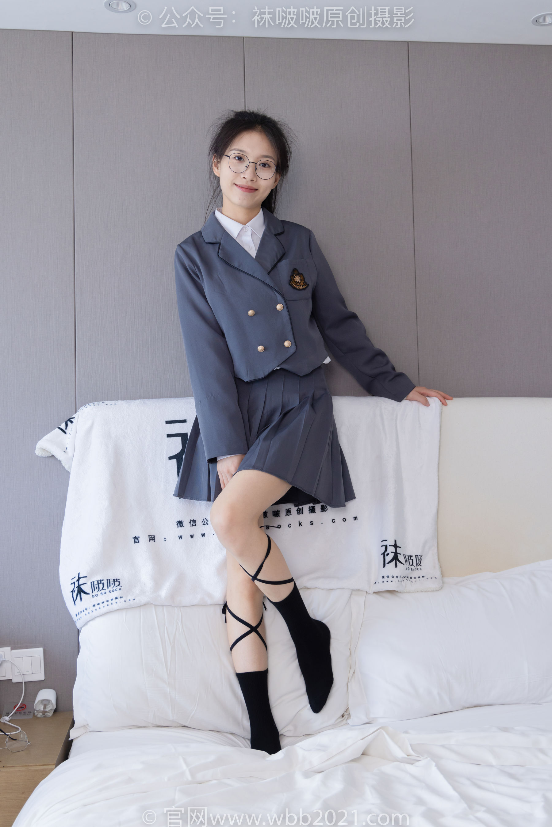 BoBoSocks袜啵啵 No.268 芝士 -黑皮鞋、绑带黑棉袜、学院制服