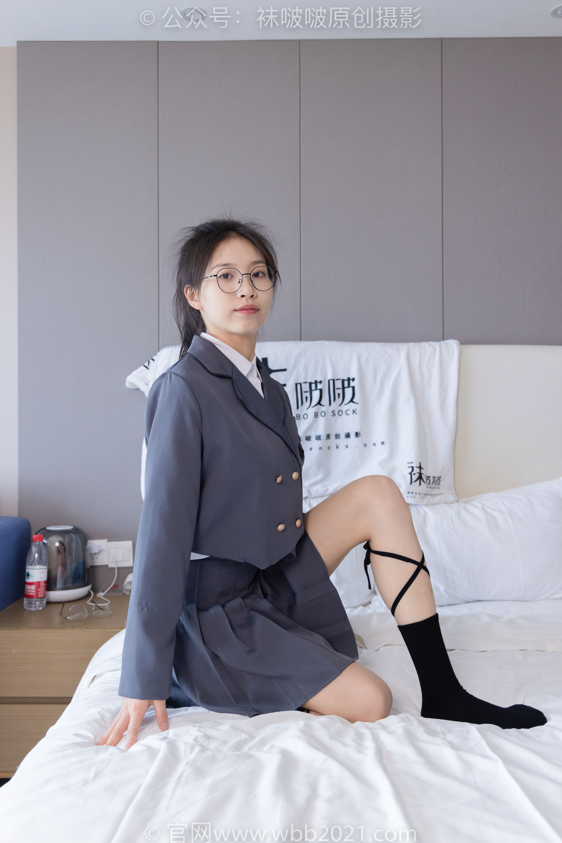 BoBoSocks袜啵啵 No.268 芝士 -黑皮鞋、绑带黑棉袜、学院制服