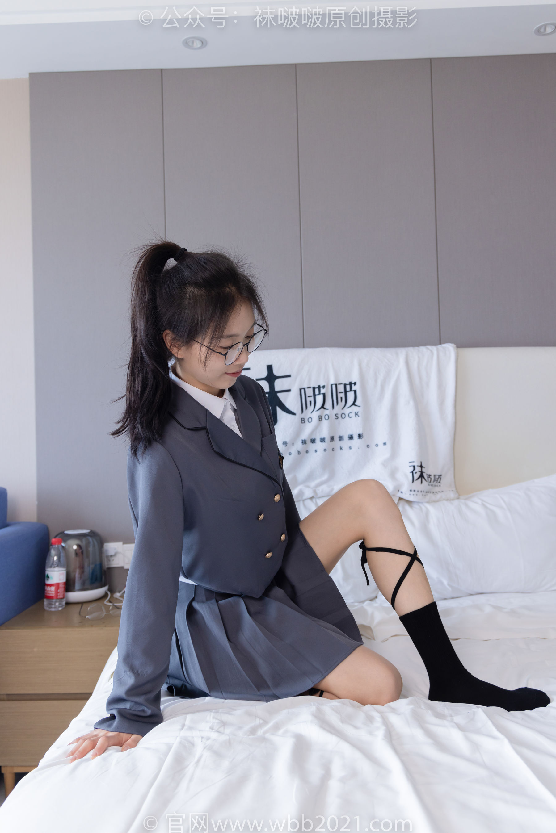 BoBoSocks袜啵啵 No.268 芝士 -黑皮鞋、绑带黑棉袜、学院制服