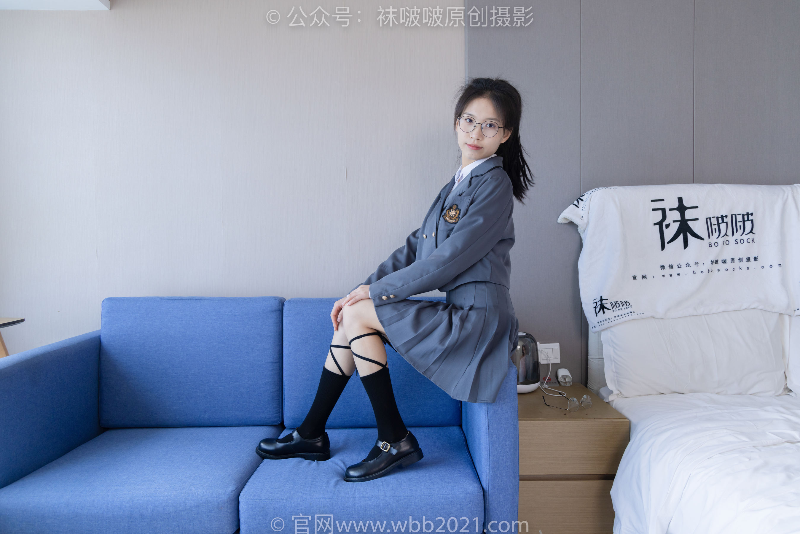 BoBoSocks袜啵啵 No.268 芝士 -黑皮鞋、绑带黑棉袜、学院制服