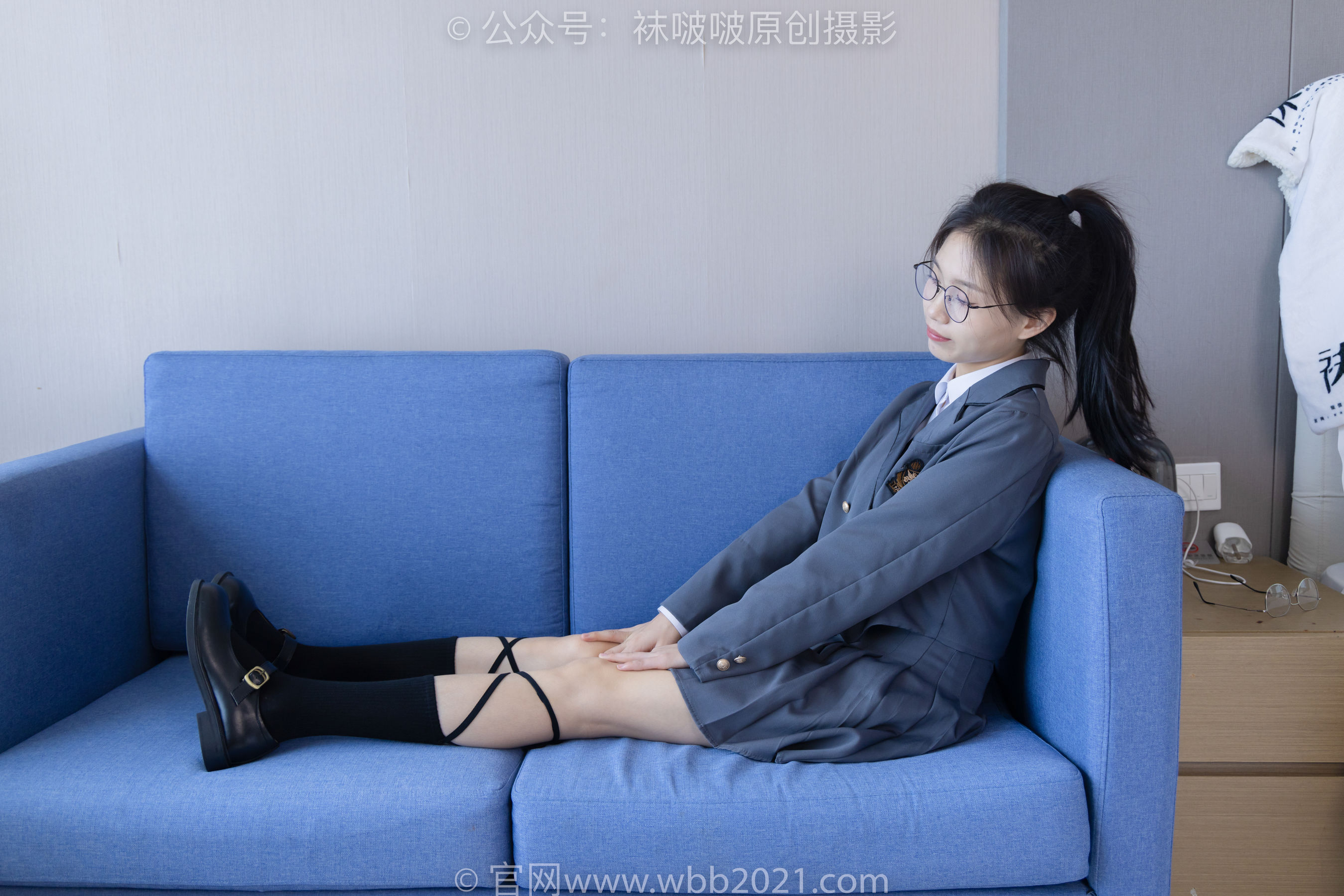 BoBoSocks袜啵啵 No.268 芝士 -黑皮鞋、绑带黑棉袜、学院制服