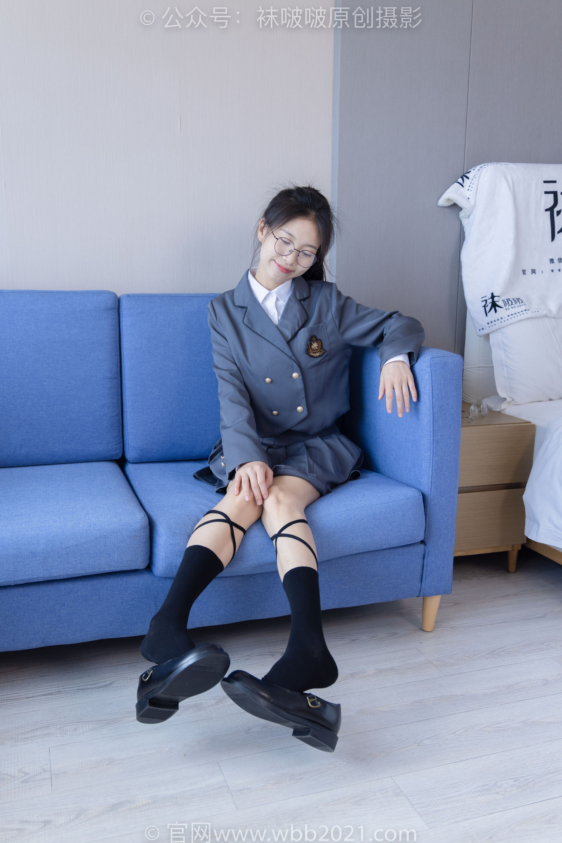 BoBoSocks袜啵啵 No.268 芝士 -黑皮鞋、绑带黑棉袜、学院制服