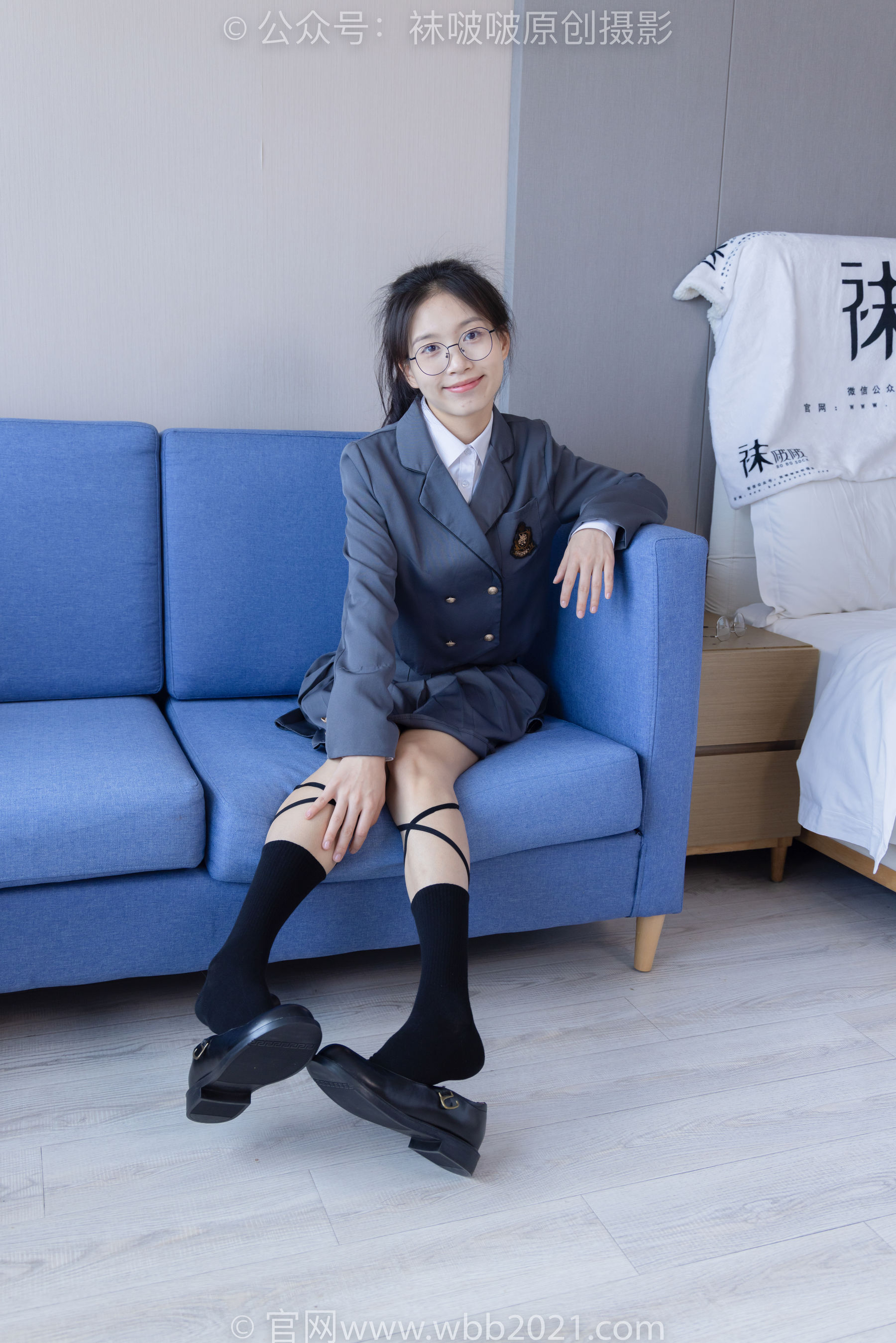 BoBoSocks袜啵啵 No.268 芝士 -黑皮鞋、绑带黑棉袜、学院制服